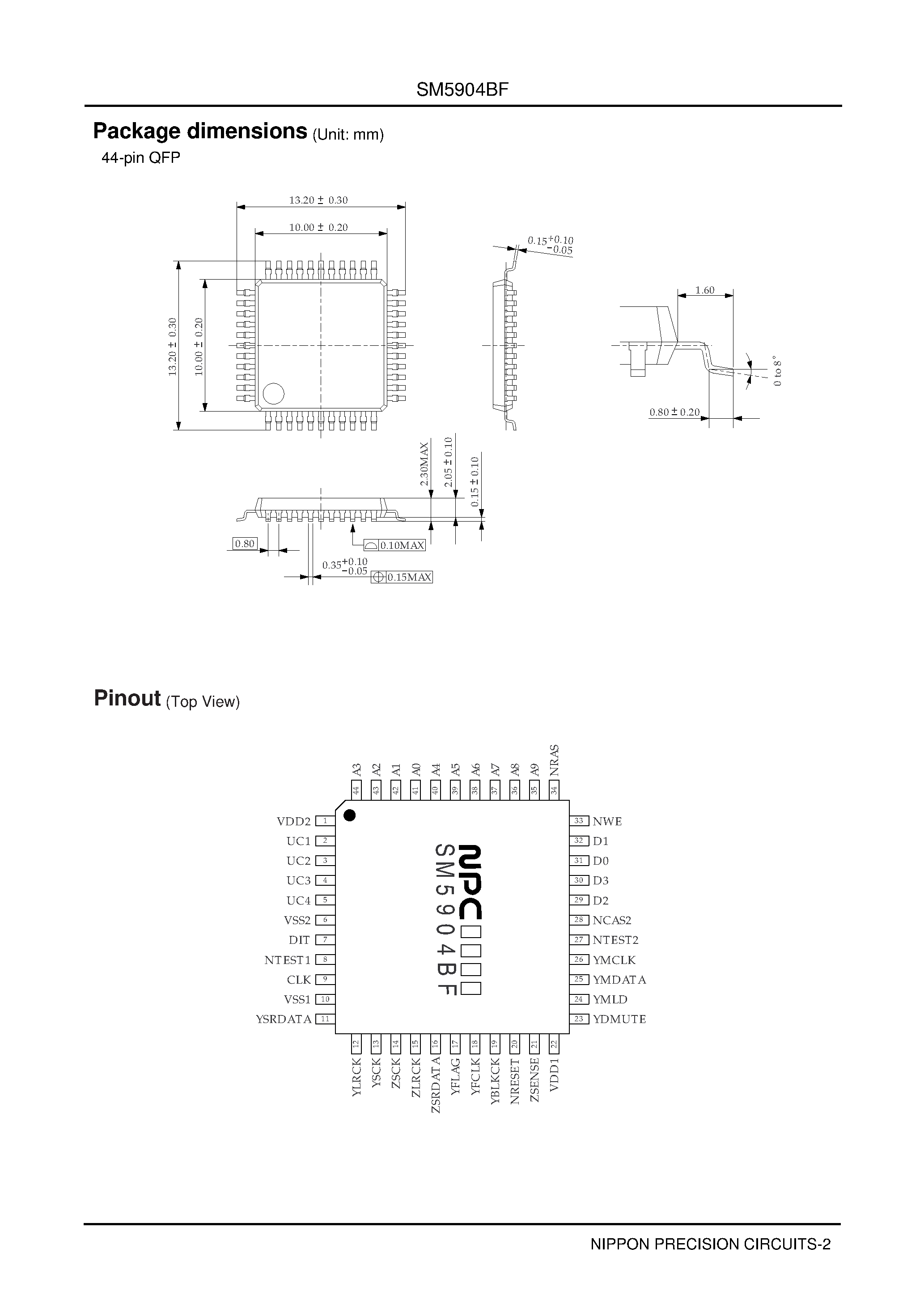 Даташит SM5904BF - compression and non compression type shock-proof memory controller страница 2