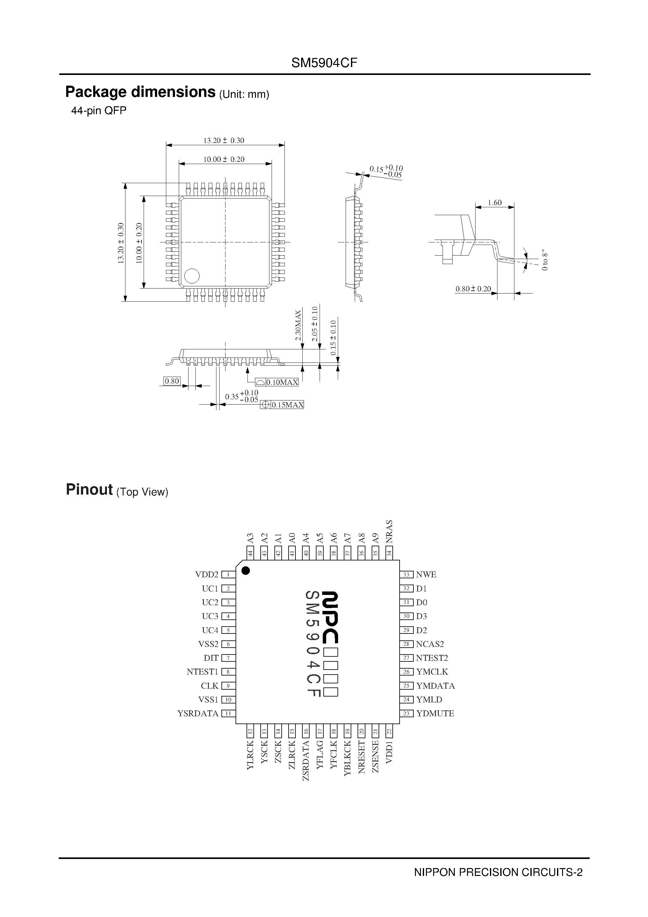 Даташит SM5904CF - compression and non compression type страница 2