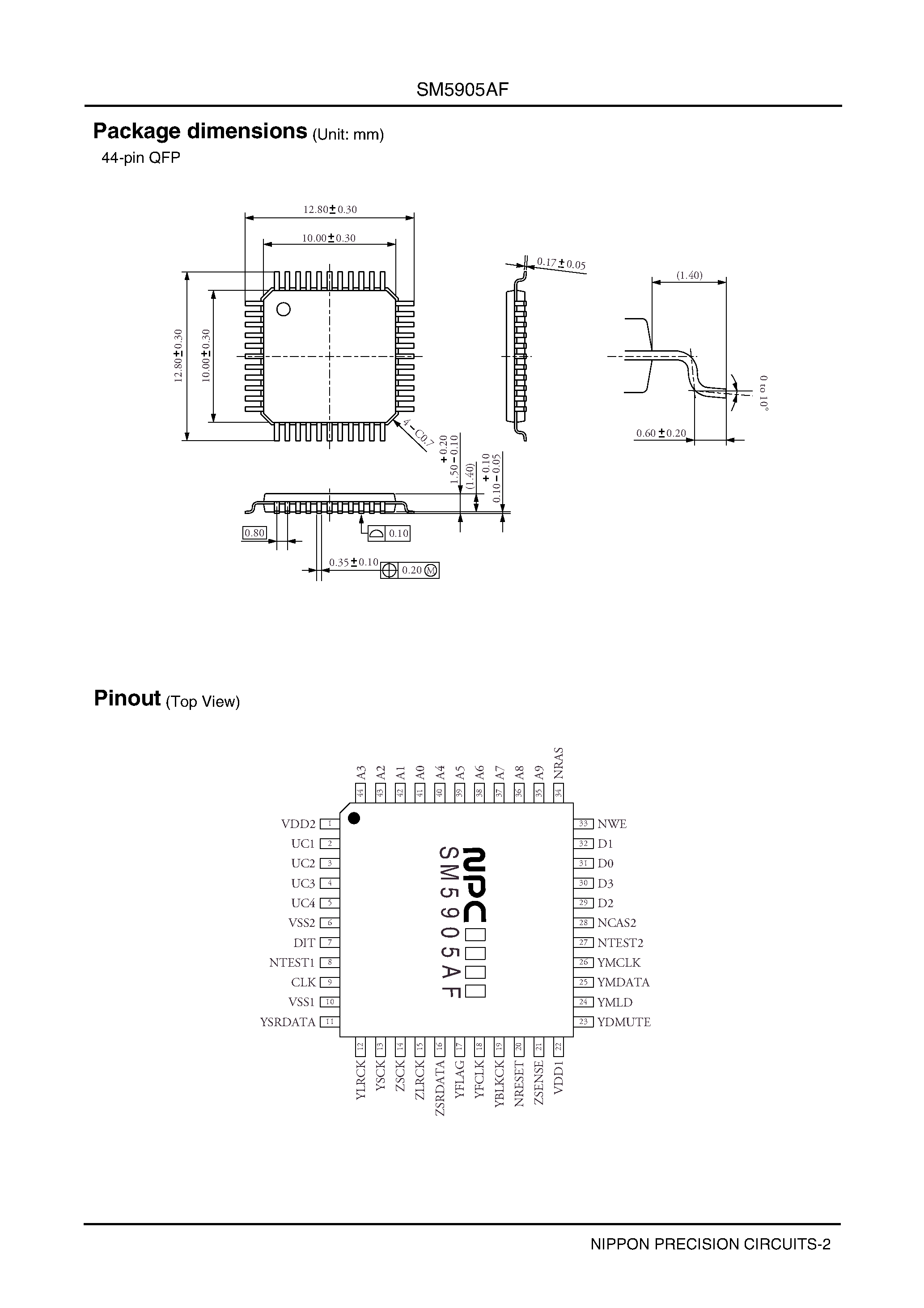 Даташит SM5905AF - compression and non compression type shock-proof memory controller страница 2