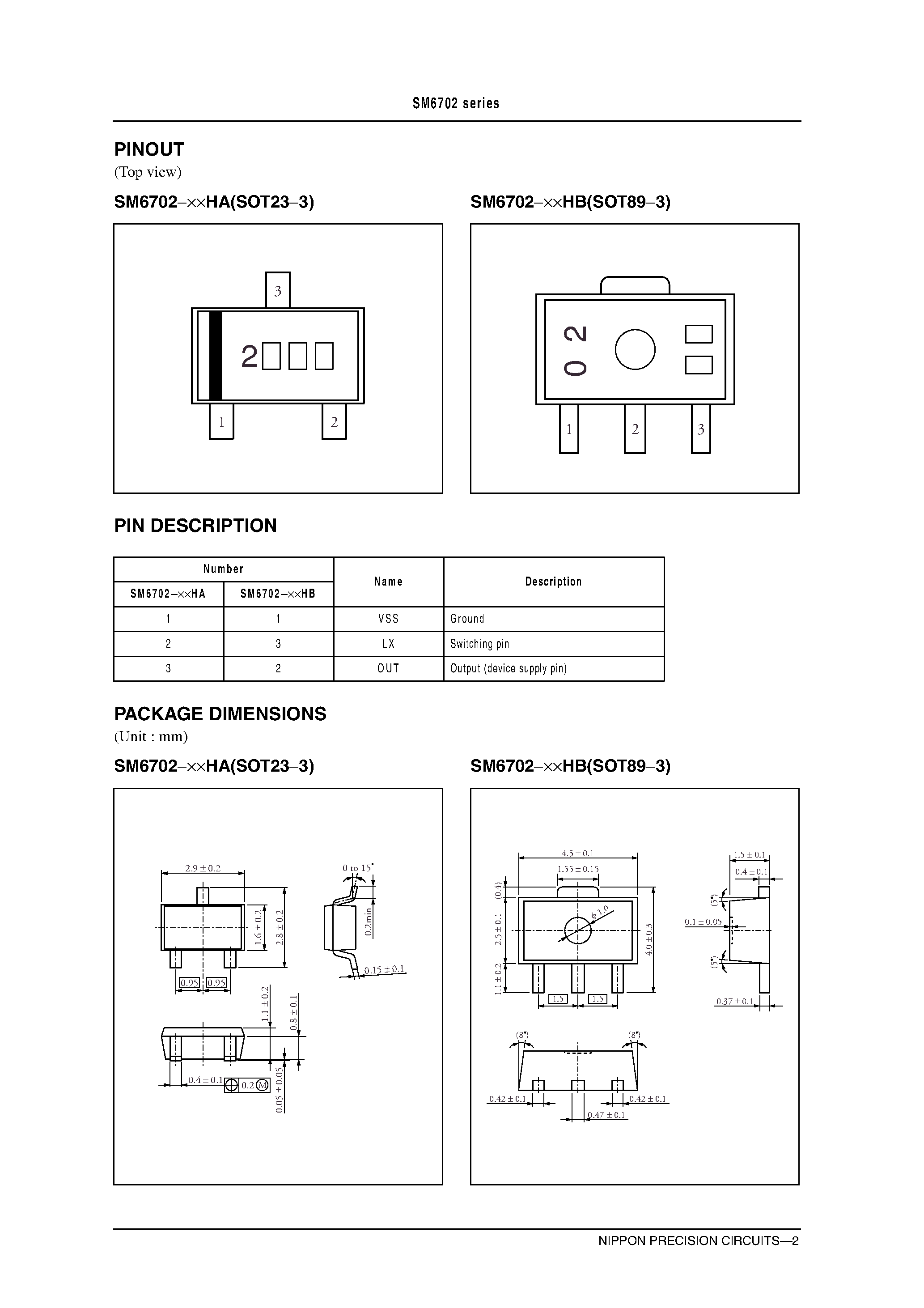 Datasheet SM6702 - PFM Step-up DC/DC Converter page 2