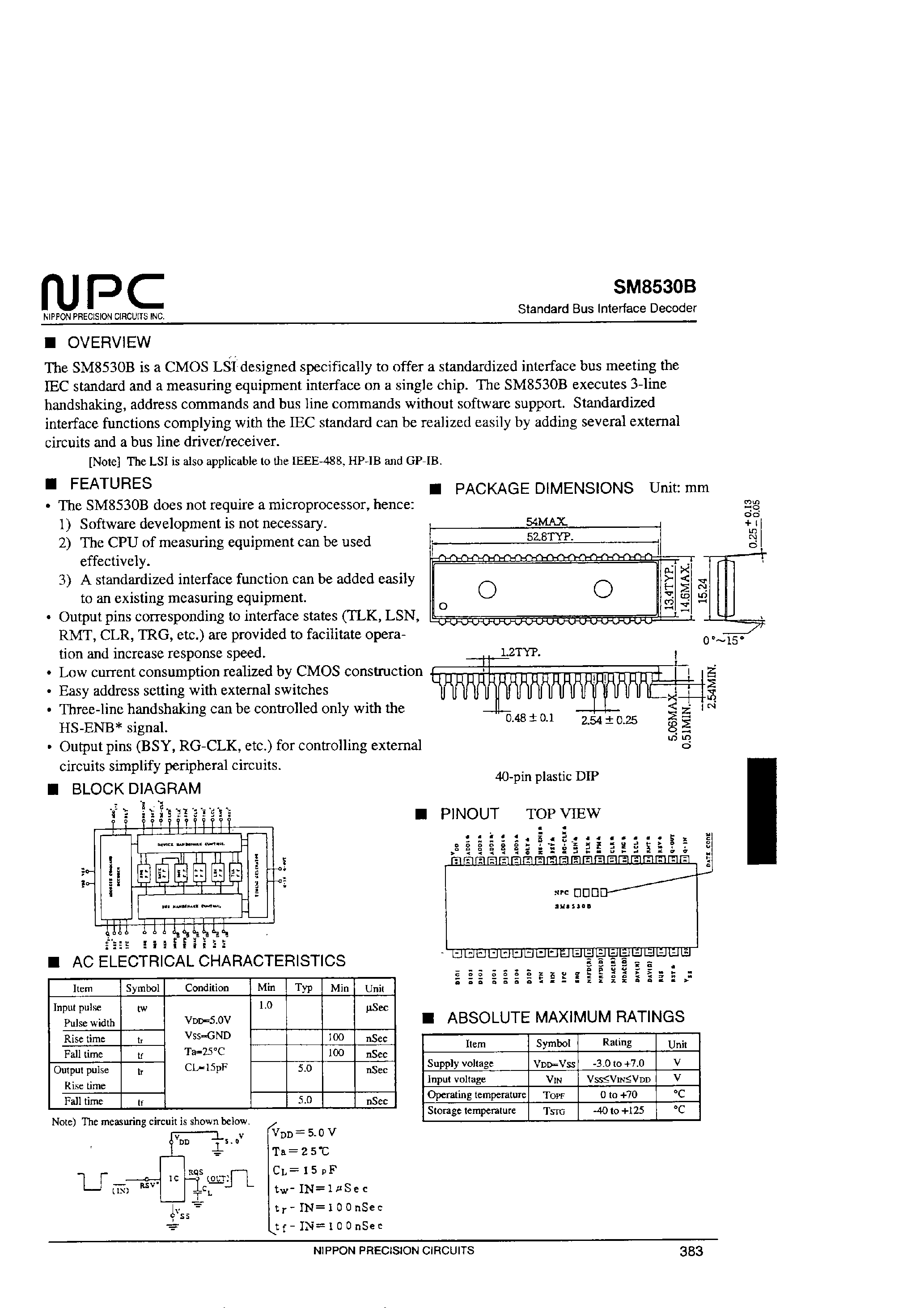 Datasheet SM8530B - Standard Bus Interface Decoder page 1