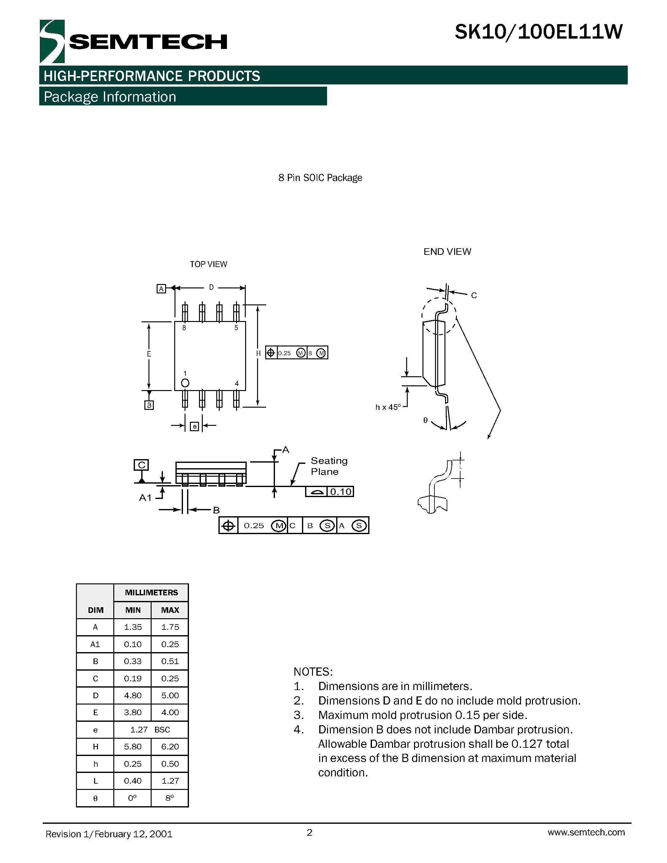 Даташит SK100EL11W - 1:2 Differential Fanout Buffer страница 2