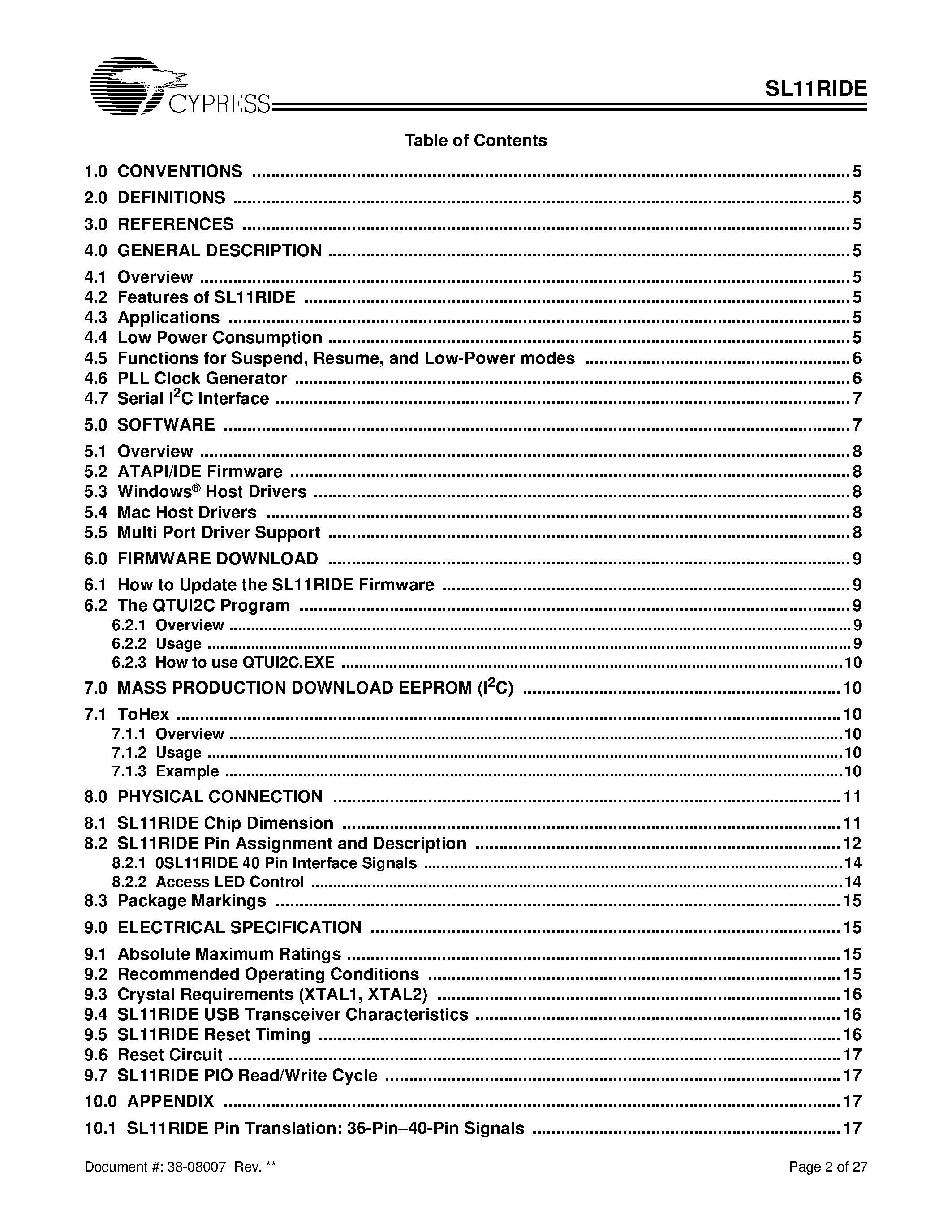 Datasheet SL11RIDE - USB to IDE/ATAPI Solution page 2