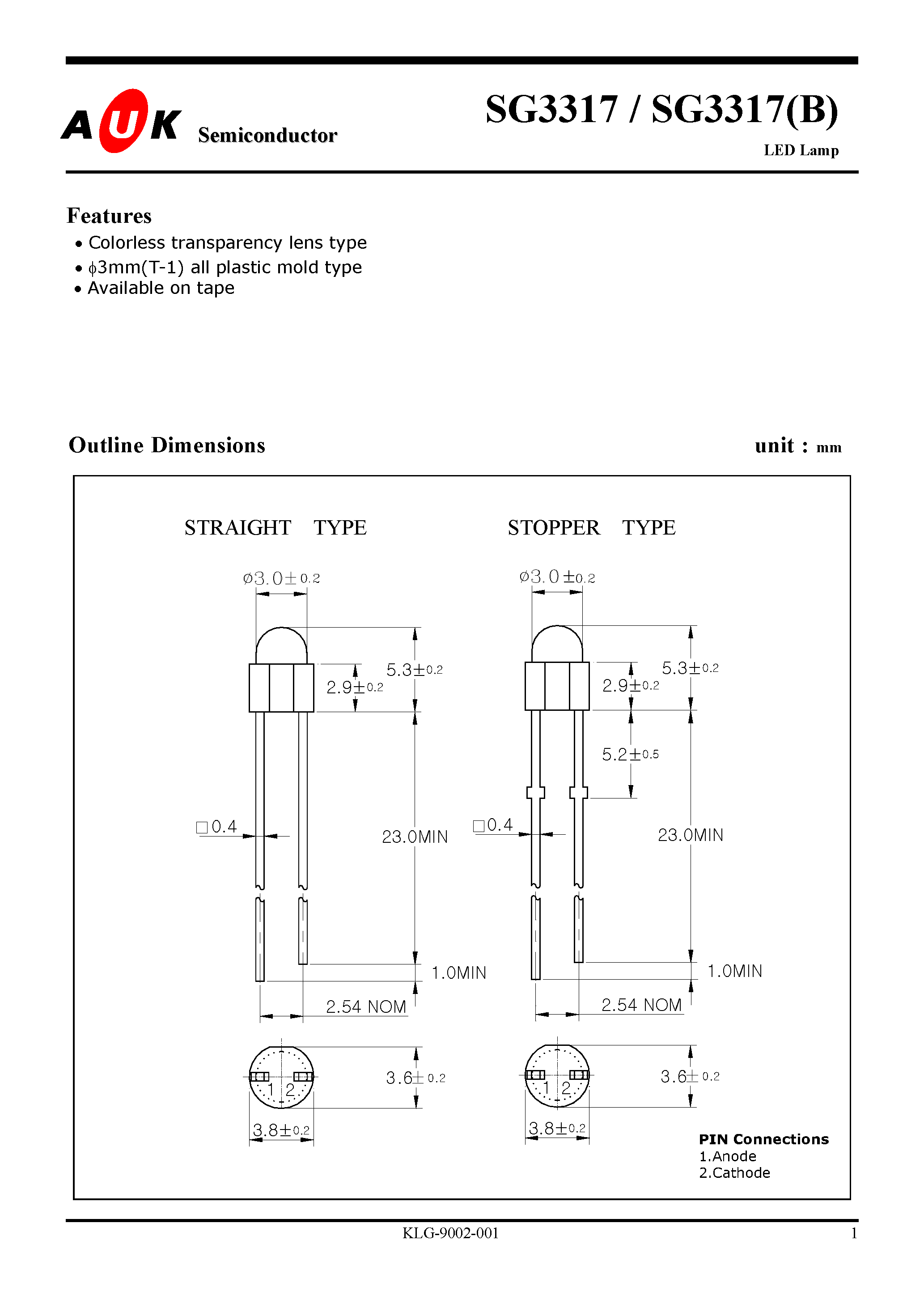 Datasheet SG3317(B) - LED Lamp page 1