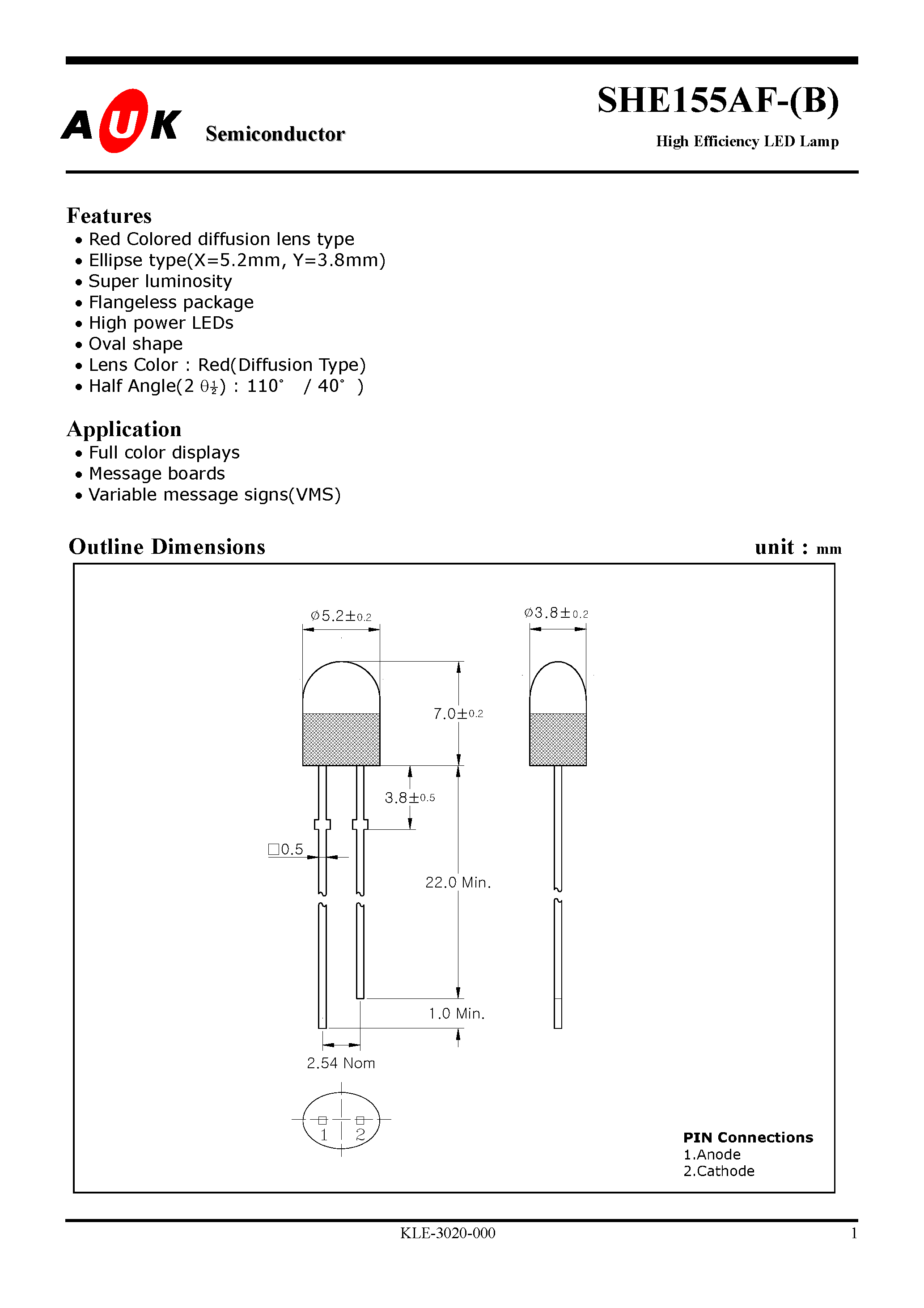 Datasheet SHE155AF-B - High Efficiency LED Lamp page 1