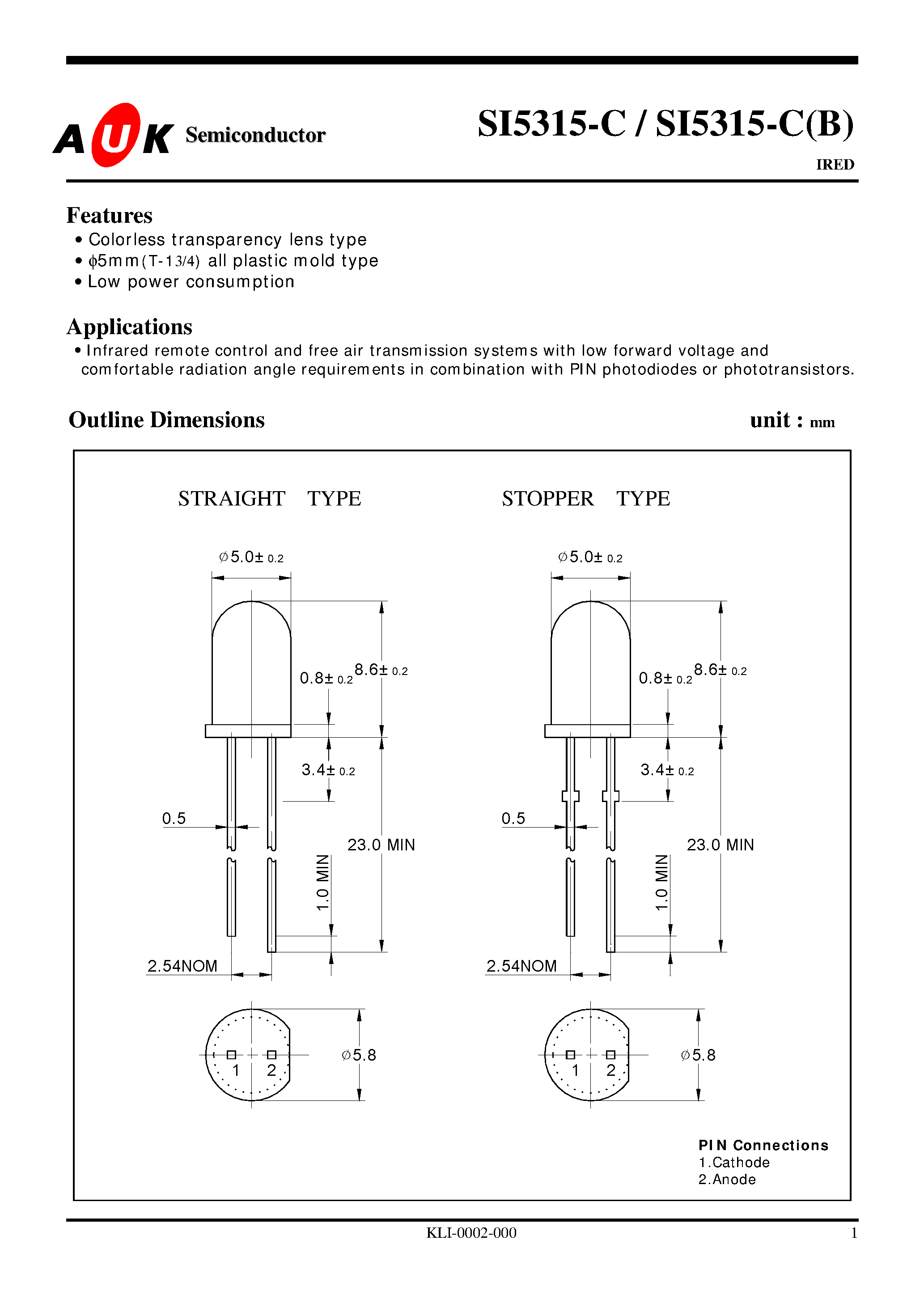 Datasheet SI5315-C(B) - IRED page 1