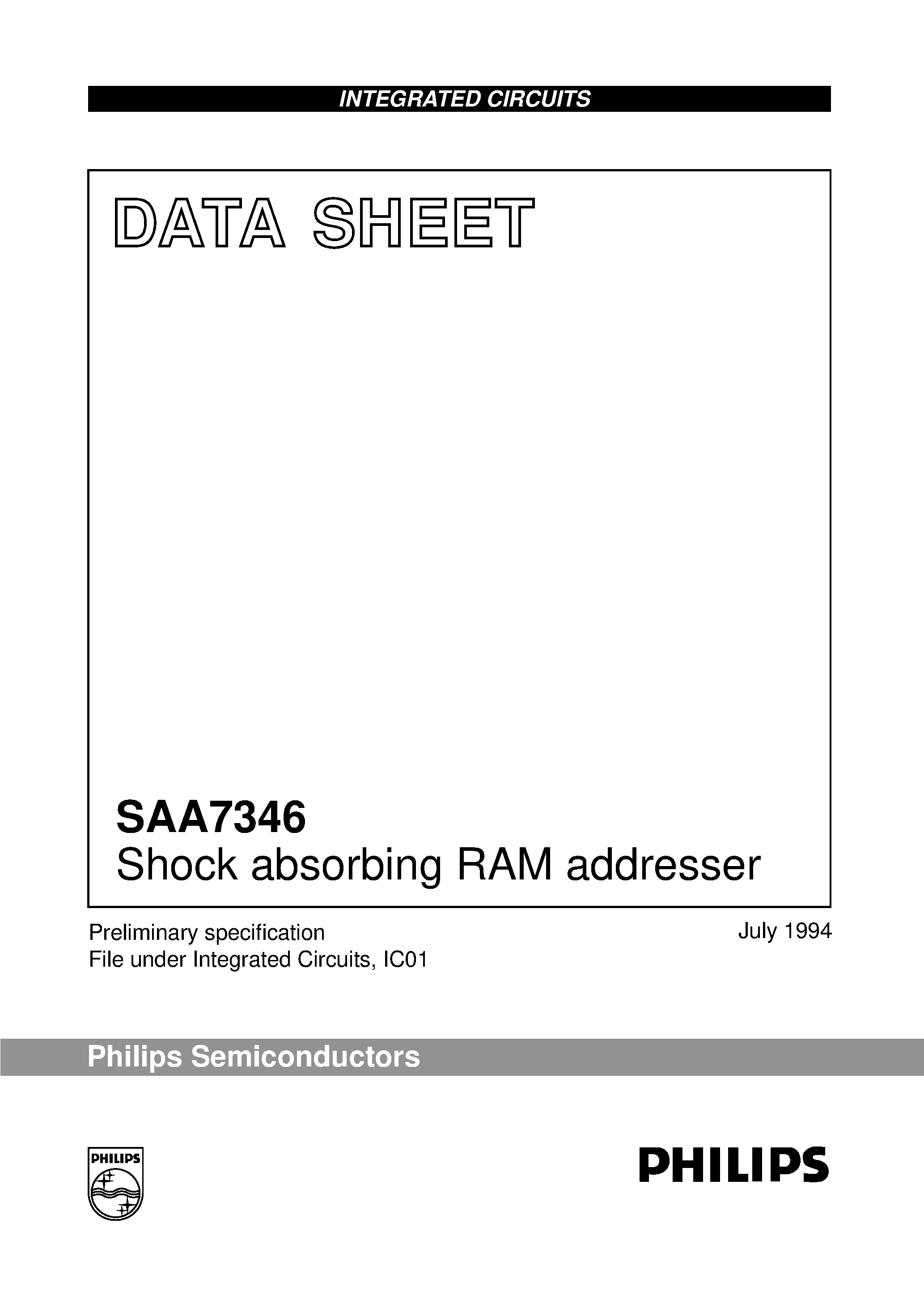 Даташит SAA7346H - Shock absorbing RAM addresser страница 1