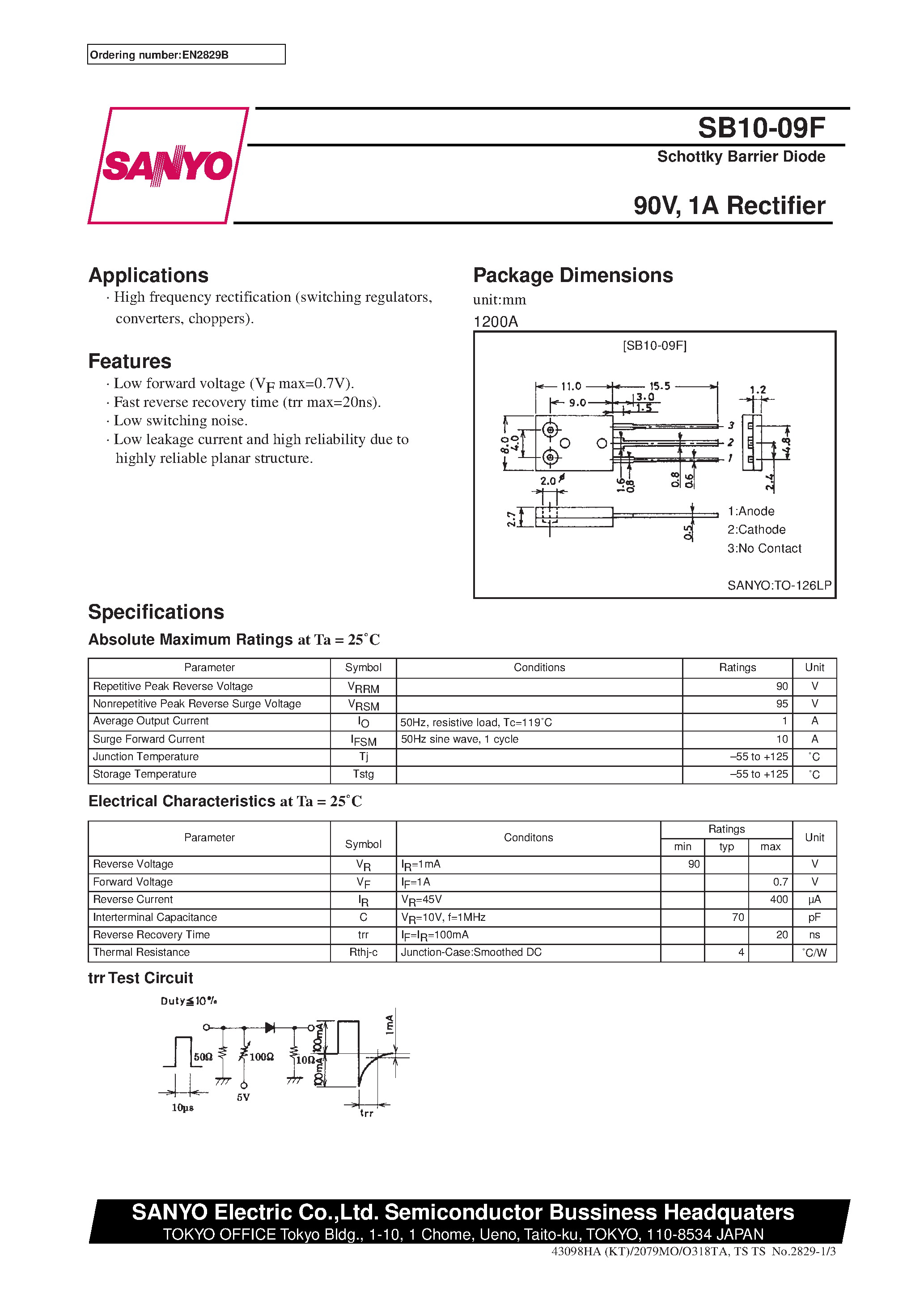 Datasheet SB10-09 - 90V/ 1A Rectifier page 1