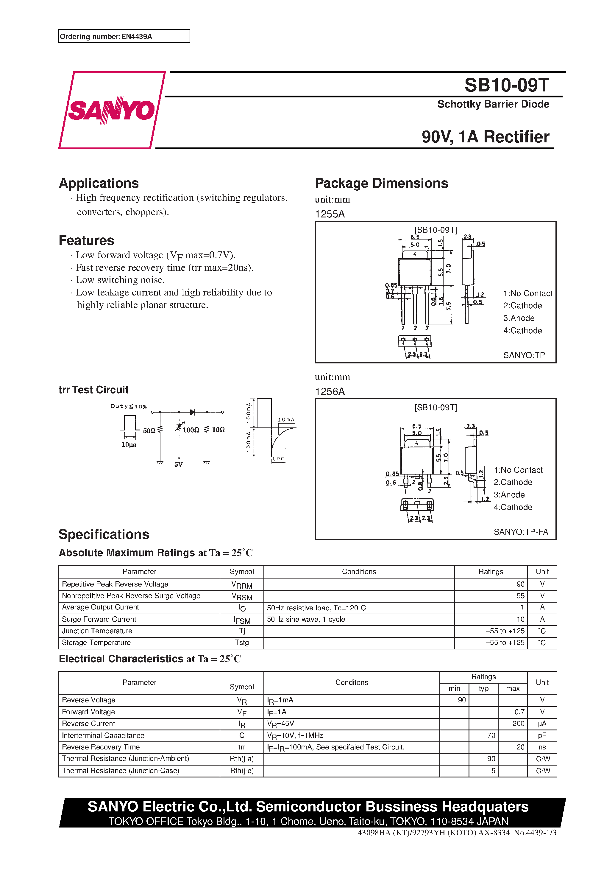 Datasheet SB10-09T - 90V/ 1A Rectifier page 1