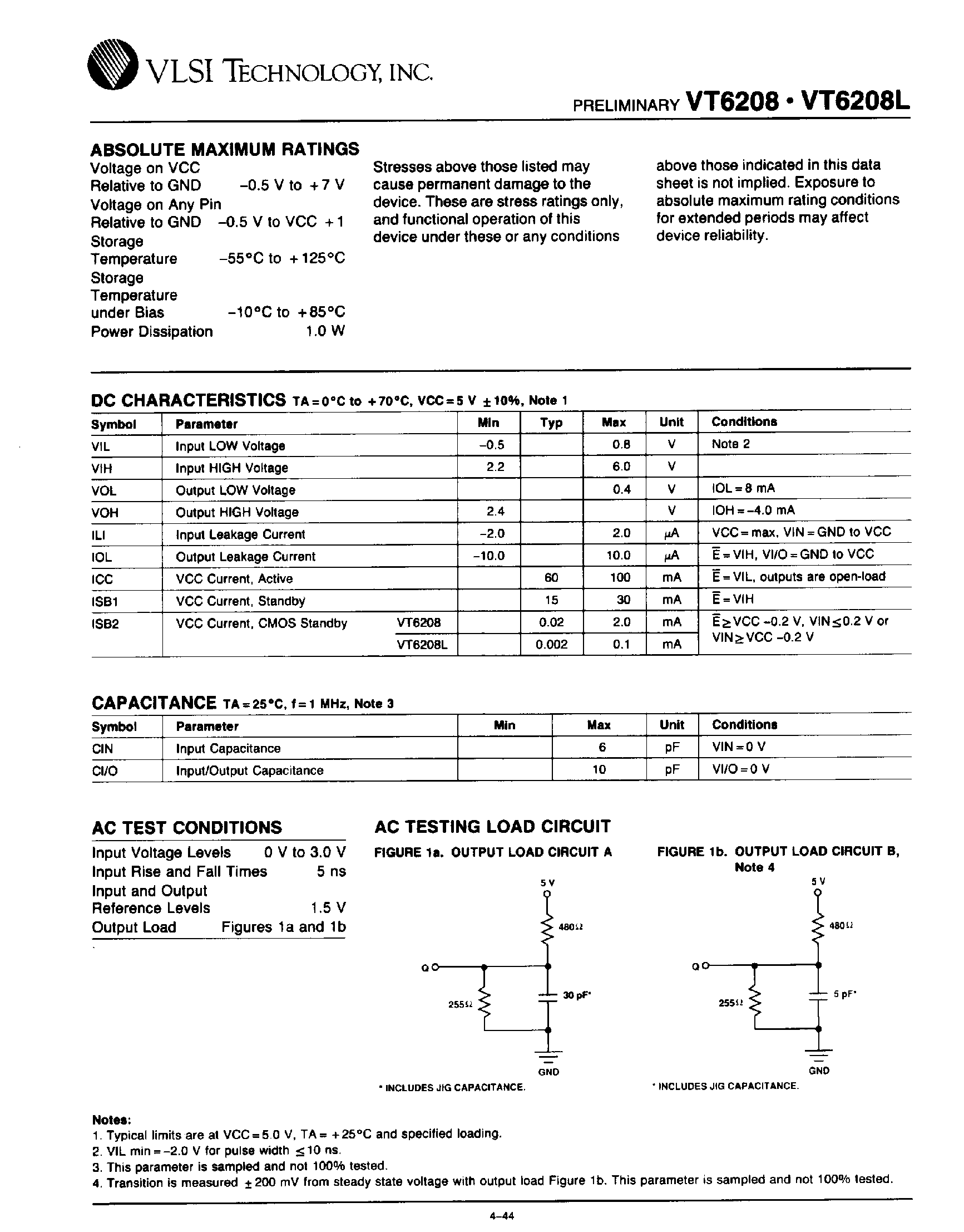 Datasheet VT6208 - 65536 x 4 SRAM page 2