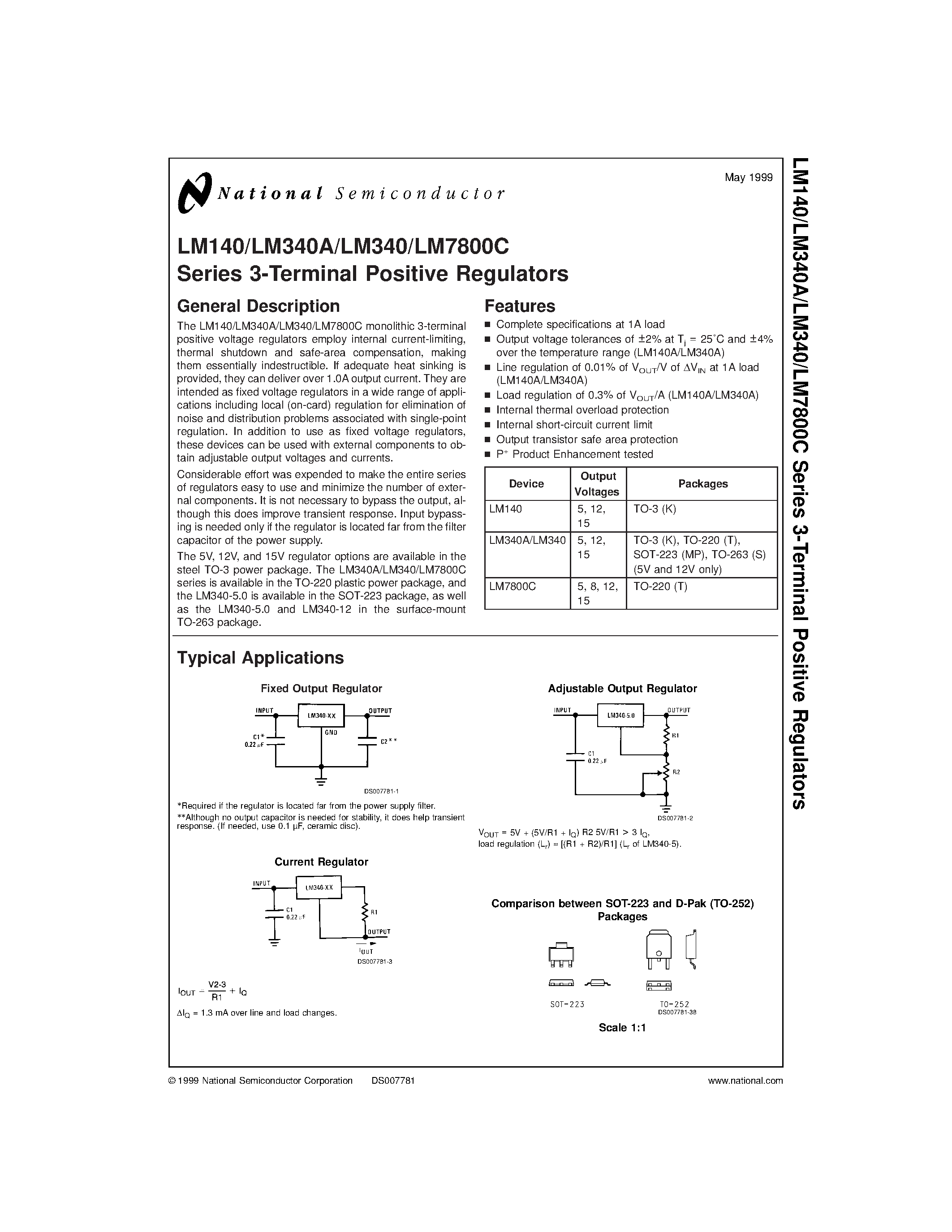 Даташит LM7800C - Series 3-Terminal Positive Regulators страница 1