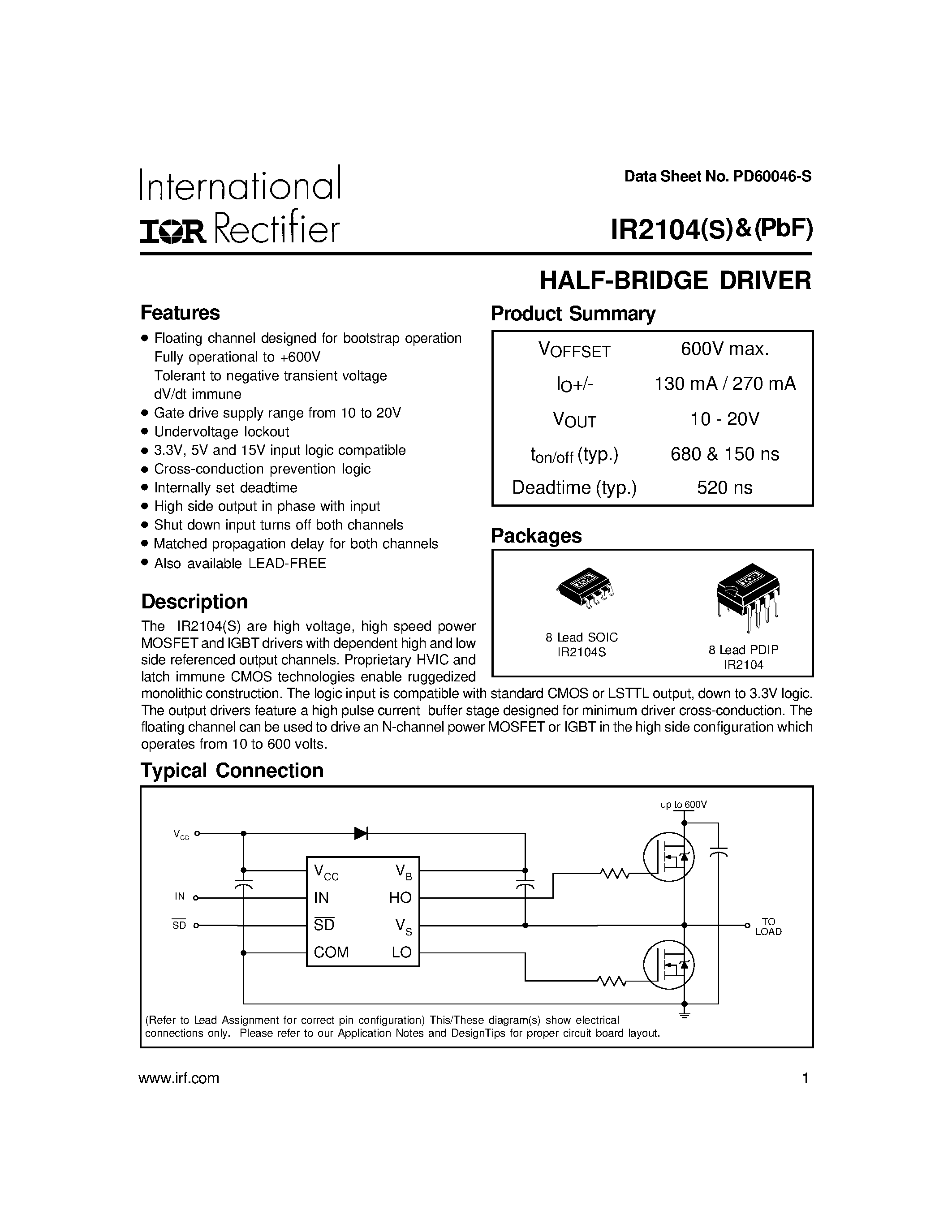 Ir2104s схема включения