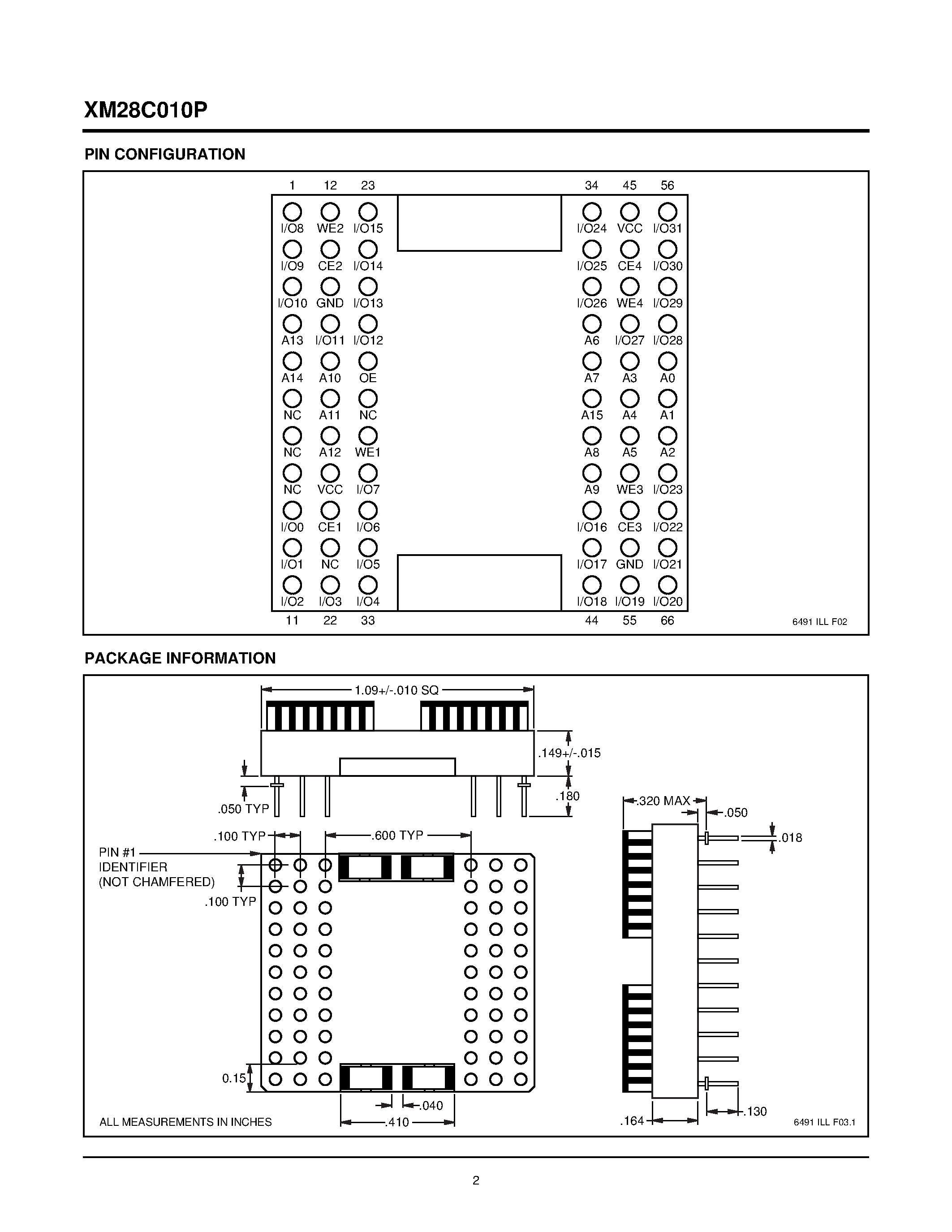 Datasheet XM28C010P - High Speed 5 Volt Byte Alterable Nonvolatile Memory Array page 2