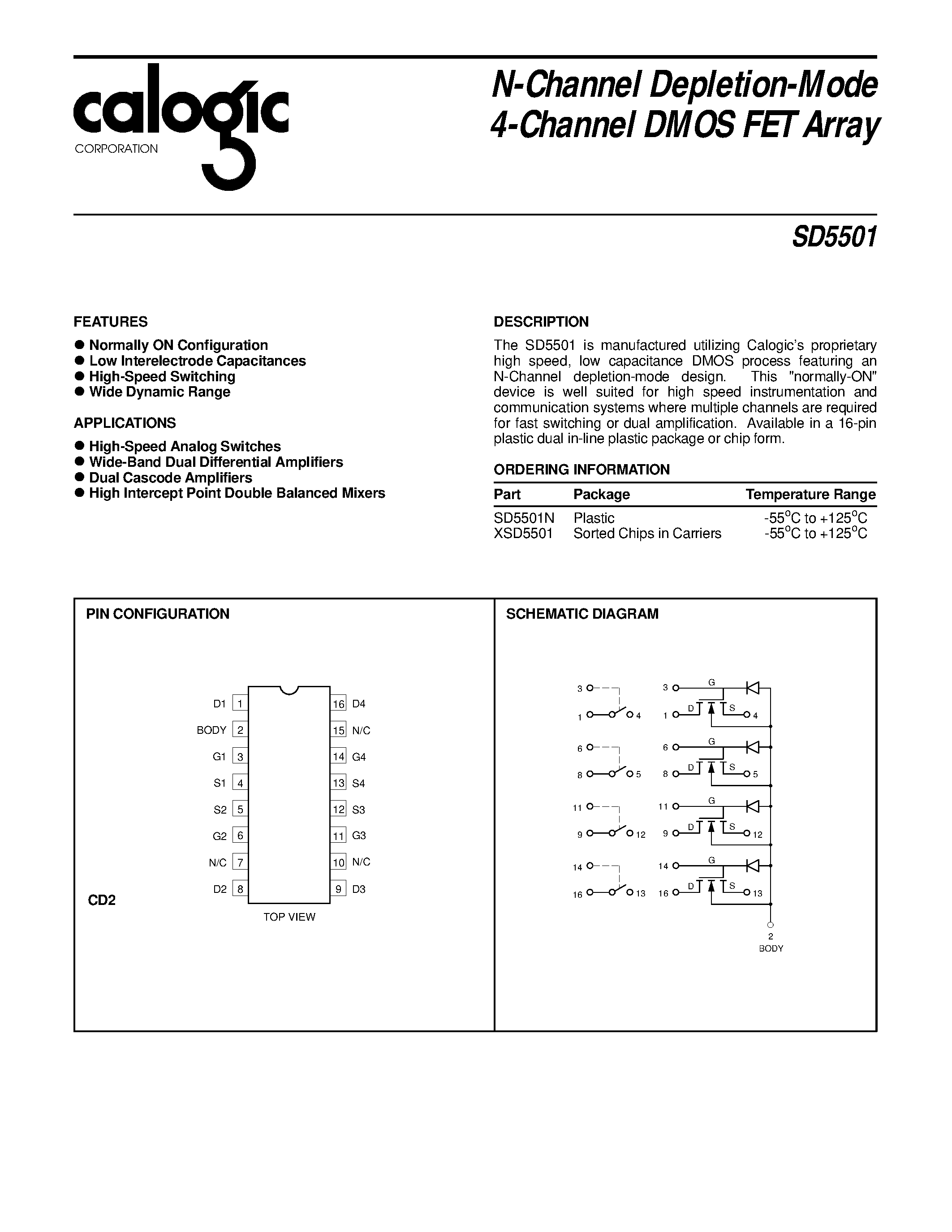 Datasheet XSD5501 - N-Channel Depletion-Mode 4-Channel DMOS FET Array page 1