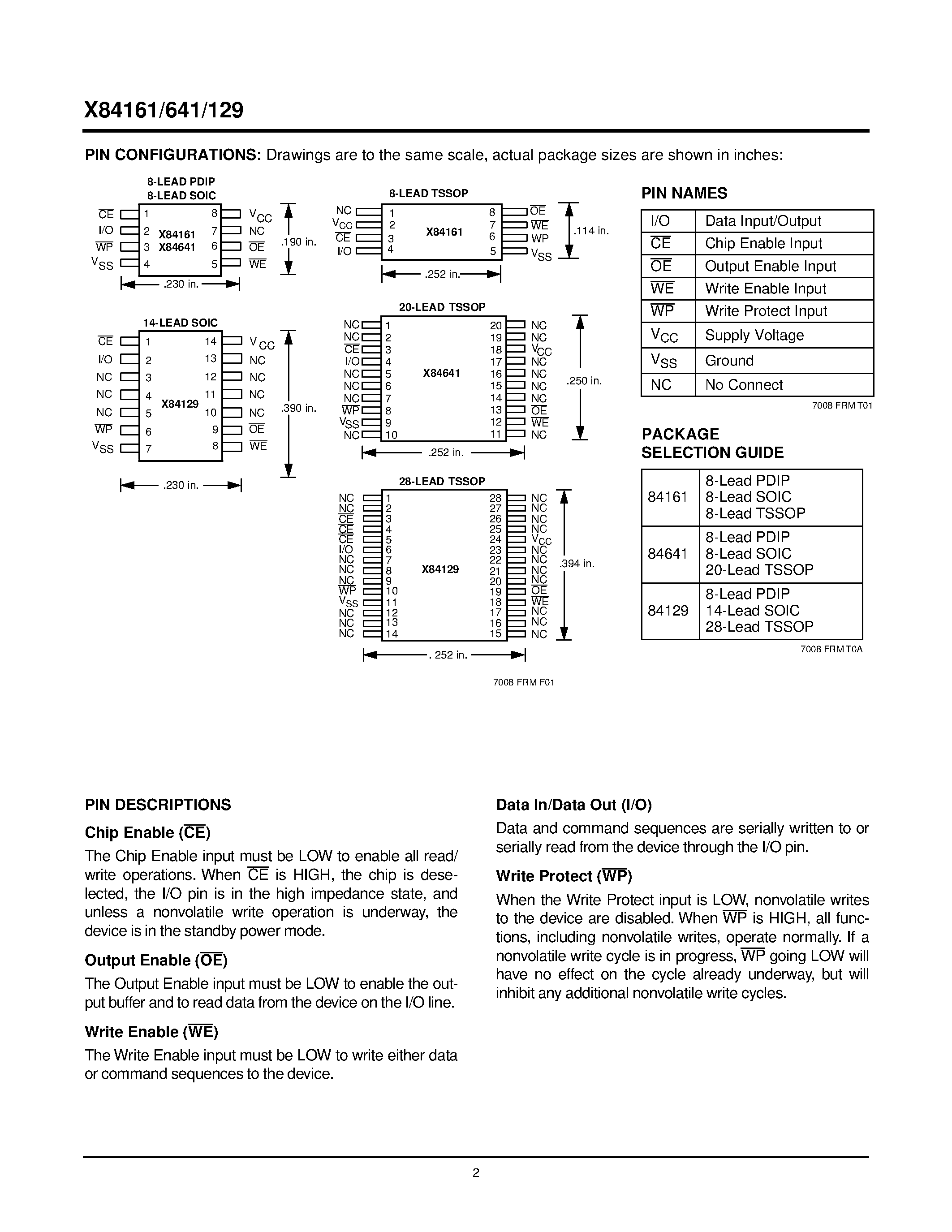 Datasheet X84161V8-1.8 - uPort Saver EEPROM page 2