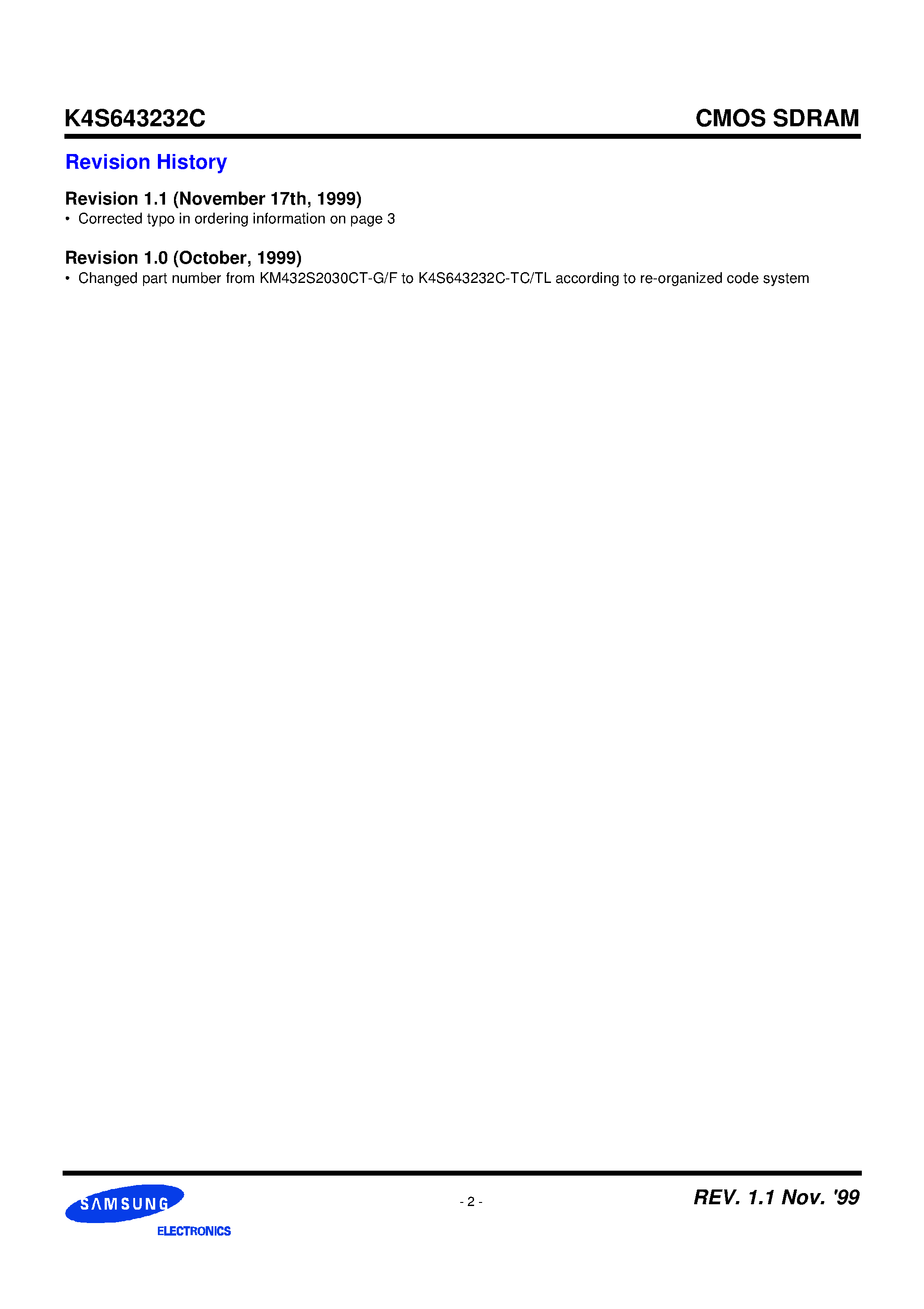 Datasheet V62C5181024LL-70P - 2M x 32 SDRAM 512K x 32bit x 4 Banks Synchronous DRAM LVTTL page 2