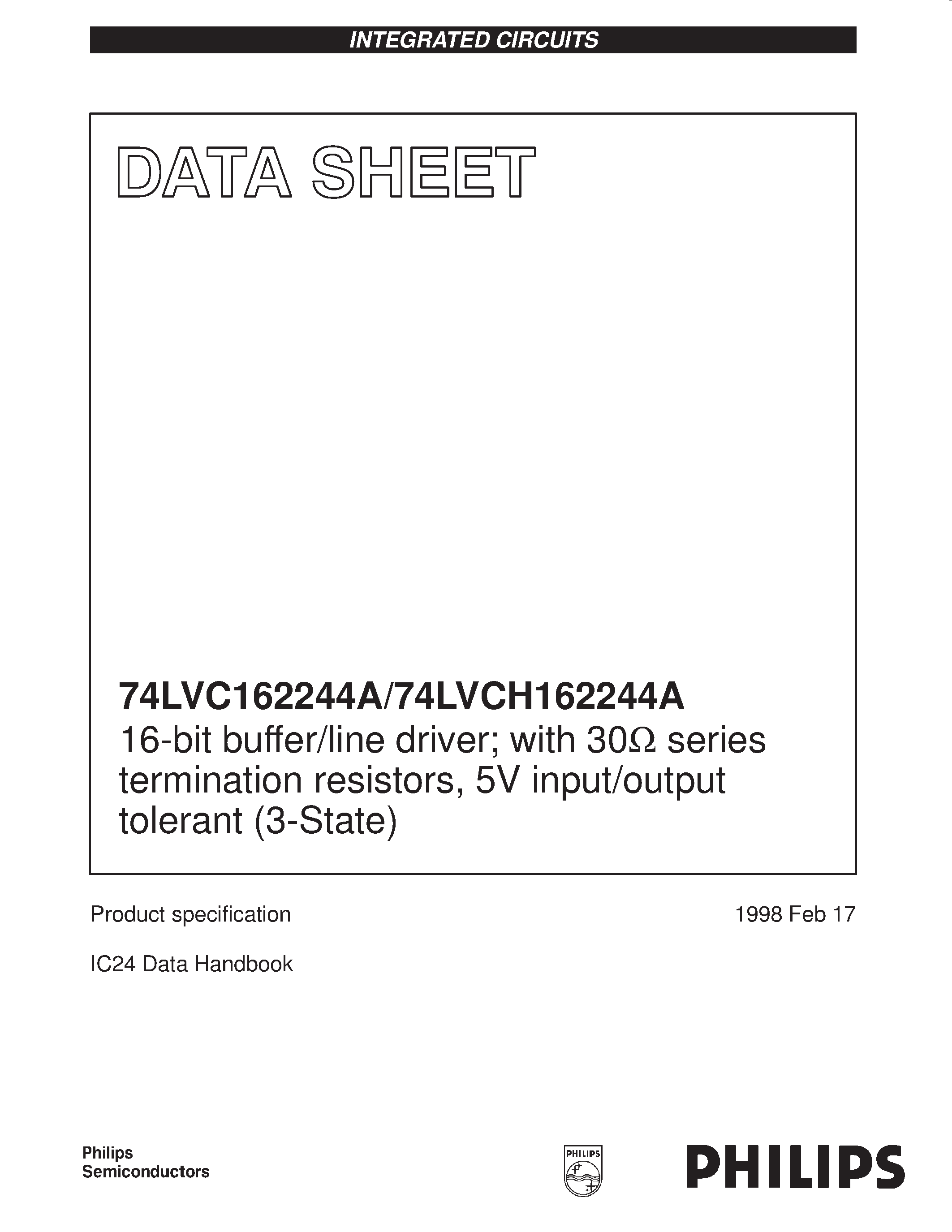 Datasheet VC162244ADL - 16-bit buffer/line driver; with 30ohm series termination resistors/ 5V input/output tolerant 3-State page 1