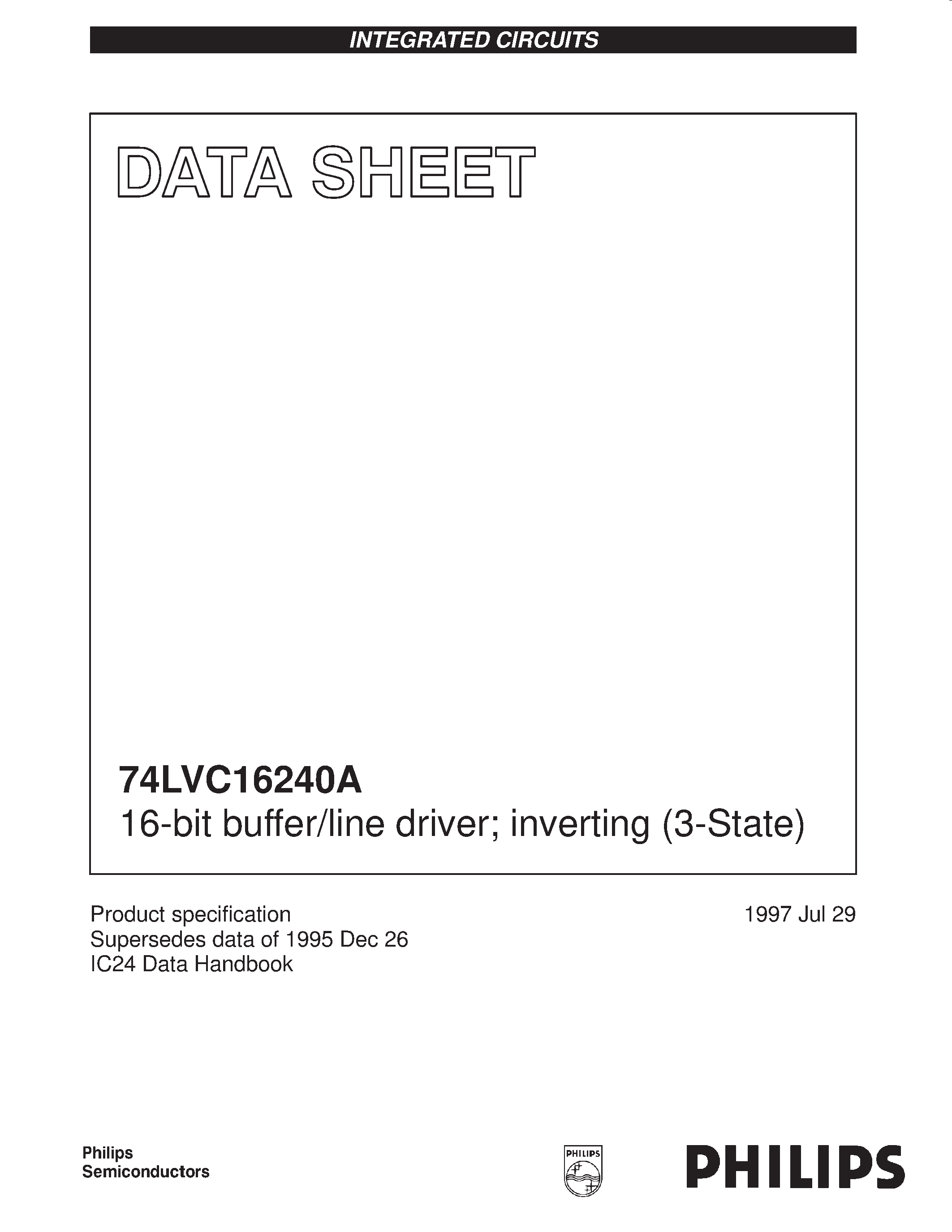 Datasheet VC16240ADL - 16-bit buffer/line driver; inverting 3-State page 1