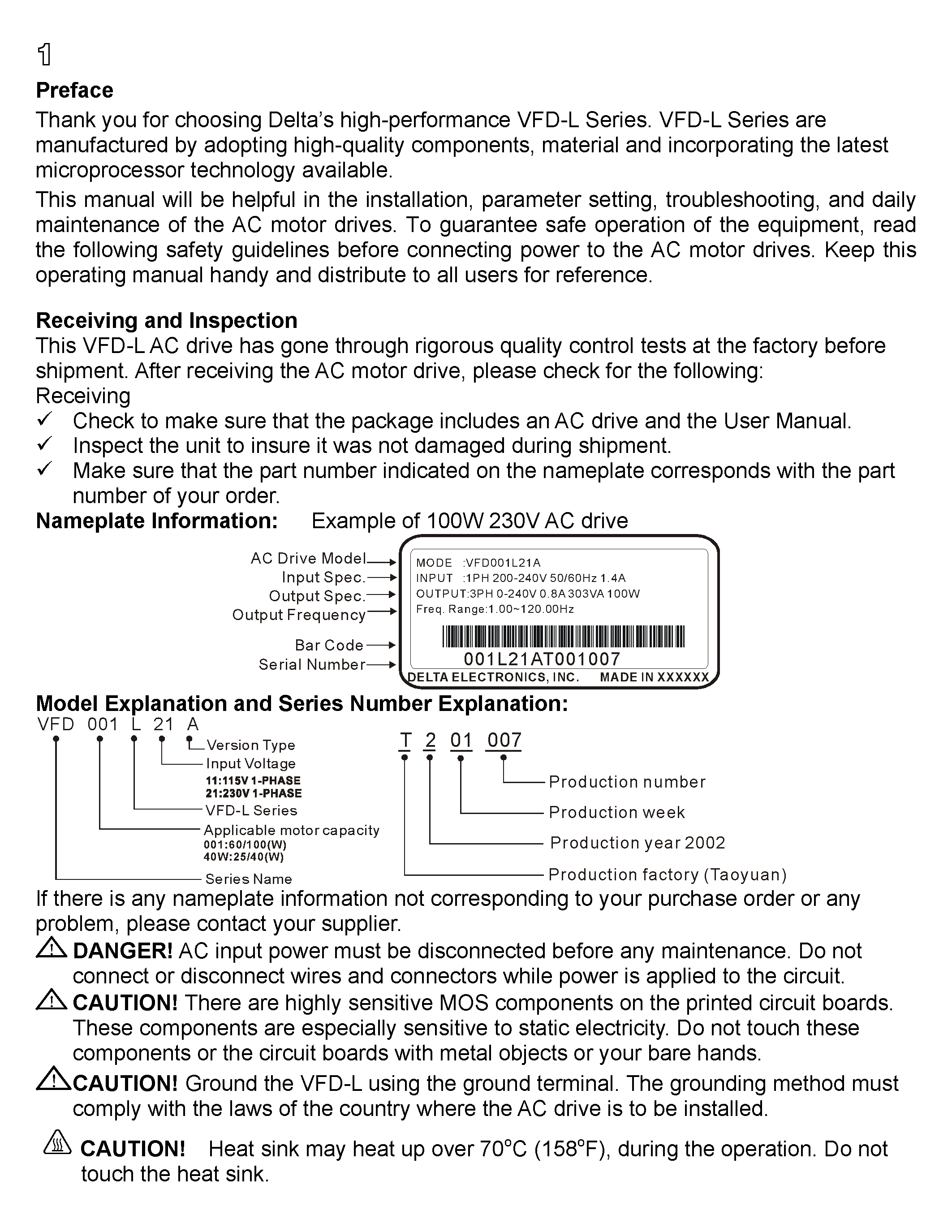 Datasheet VFD-L - User Manual page 2