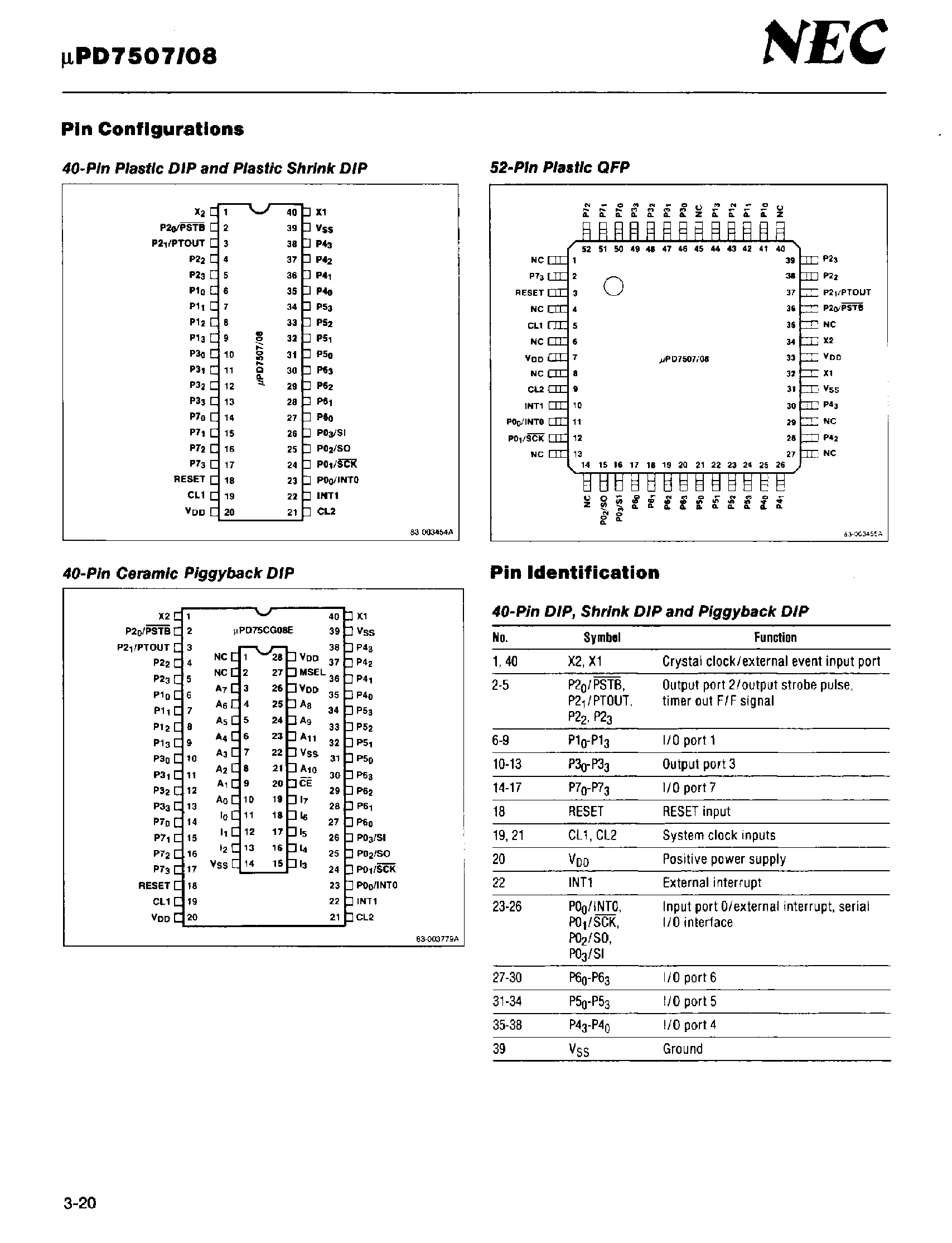 Datasheet UPD7507 - 4 BIT SINGLE CHIP CMOS MICROCOMPUTERS page 2