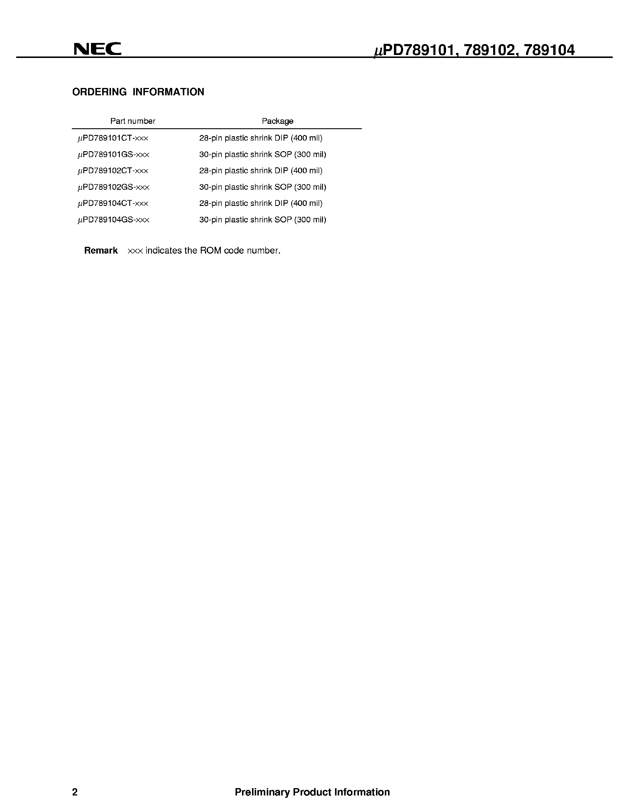 Даташит UPD789101 - 8-BIT SINGLE-CHIP MICROCONTROLLER страница 2