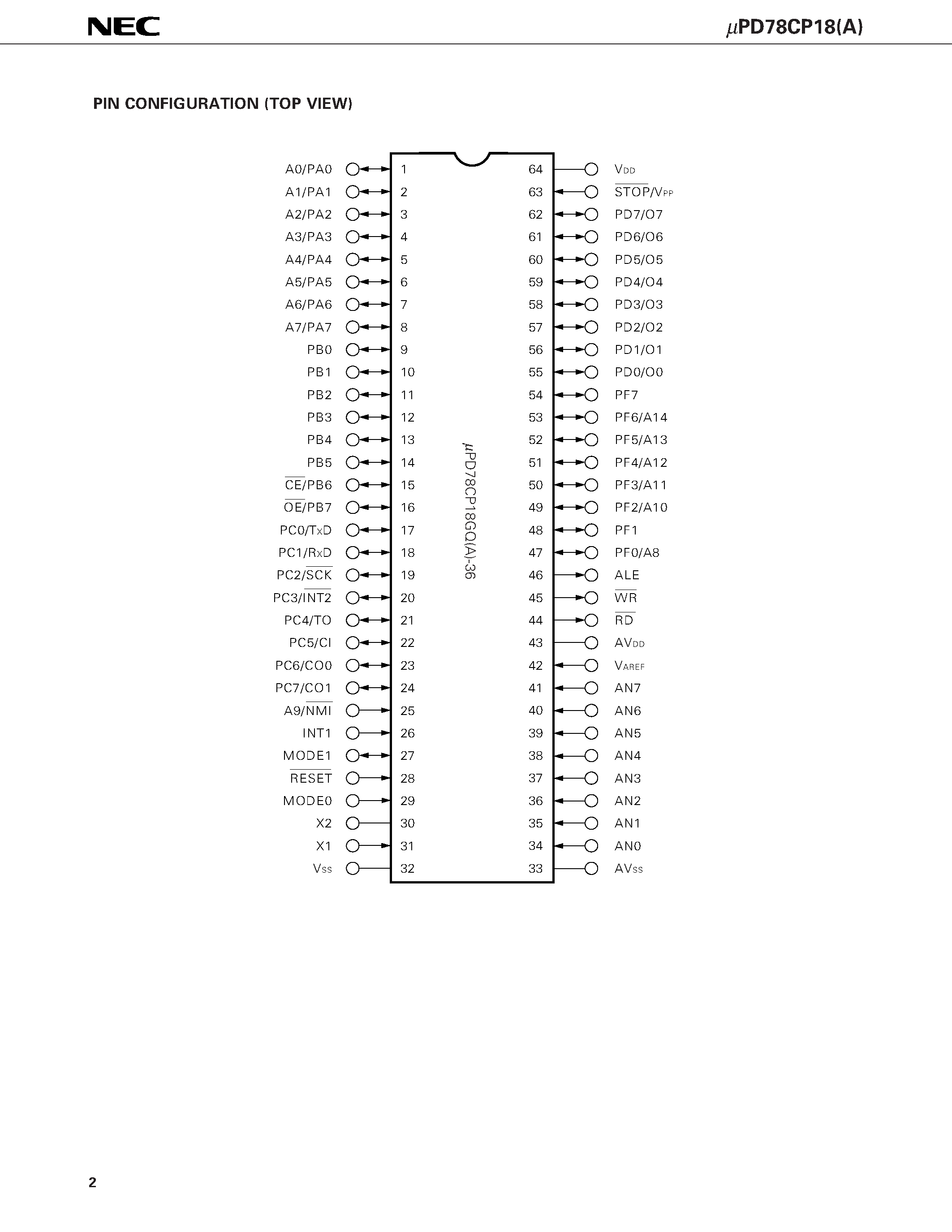 Даташит UPD78CP18 - 8-BIT SINGLE-CHIP MICROCOMPUTER страница 2