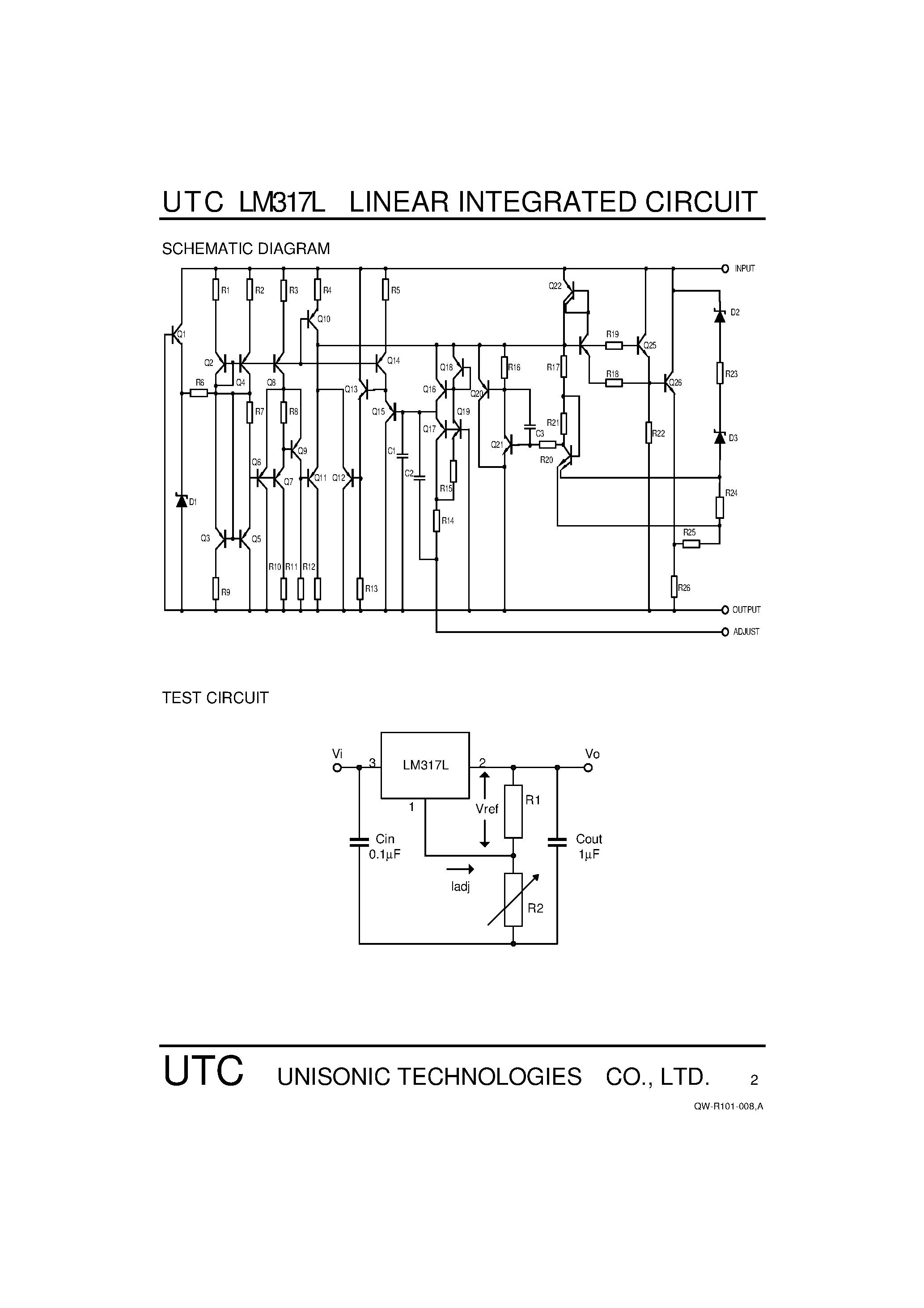 Даташит UTCLM317L - LOW CURRENT 1.25V TO 37V ADJUSTABLE VOLTAGE REGULATOR страница 2