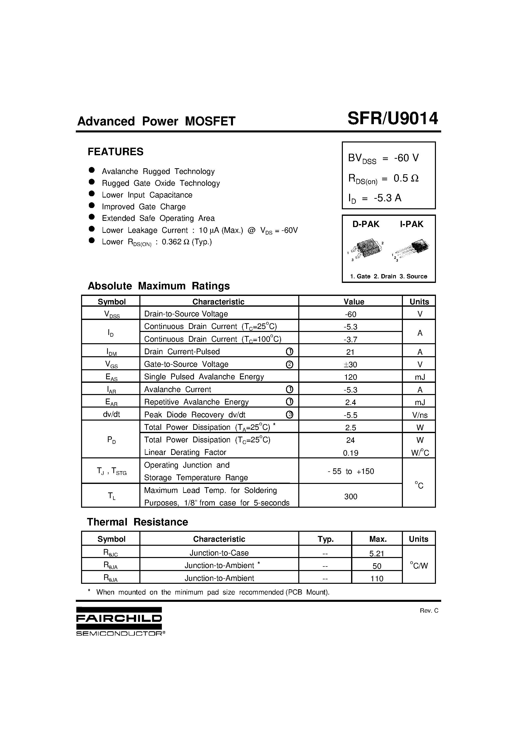 Даташит U9014 - Advanced Power MOSFET страница 1