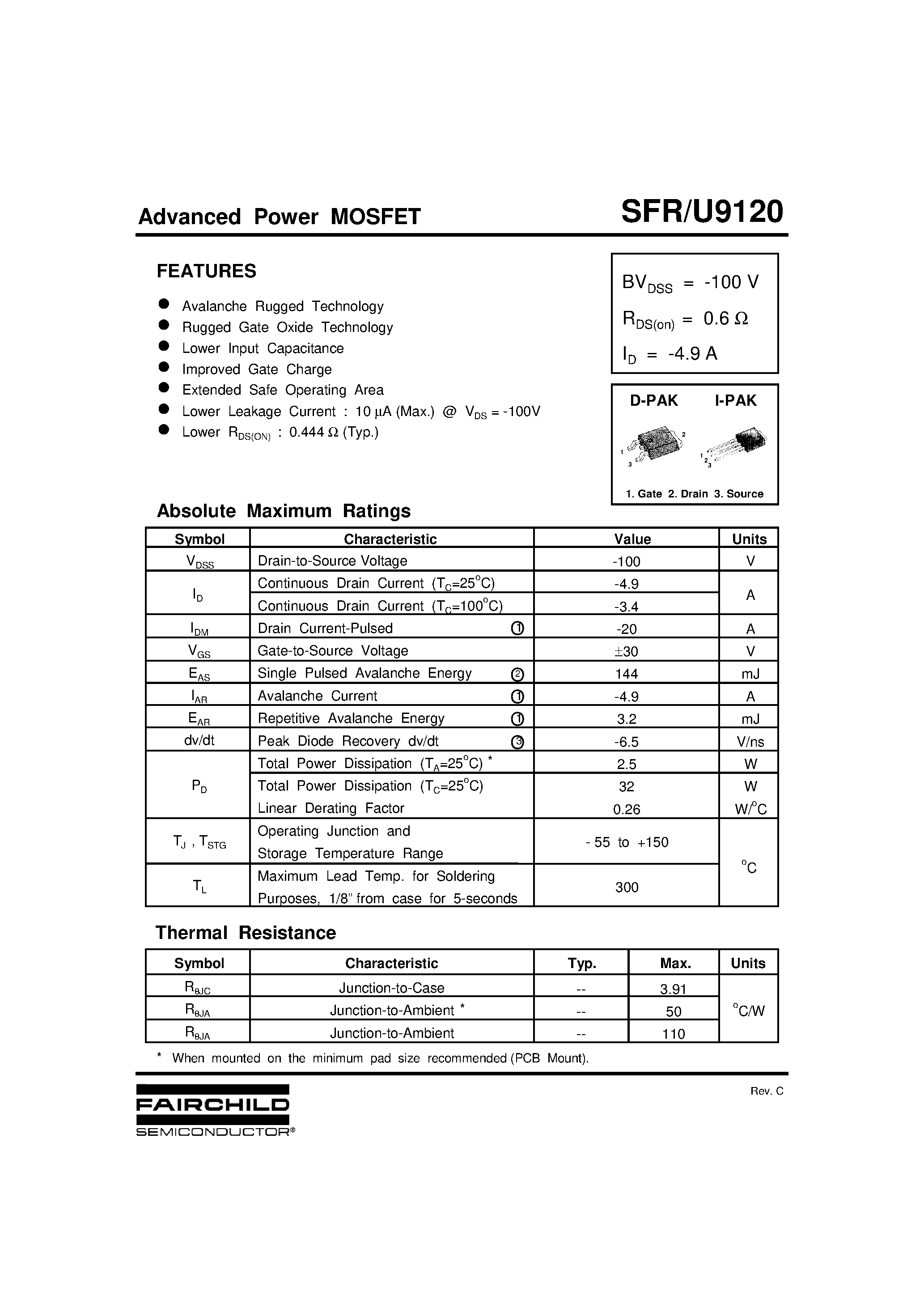 Даташит U9120 - Advanced Power MOSFET страница 1