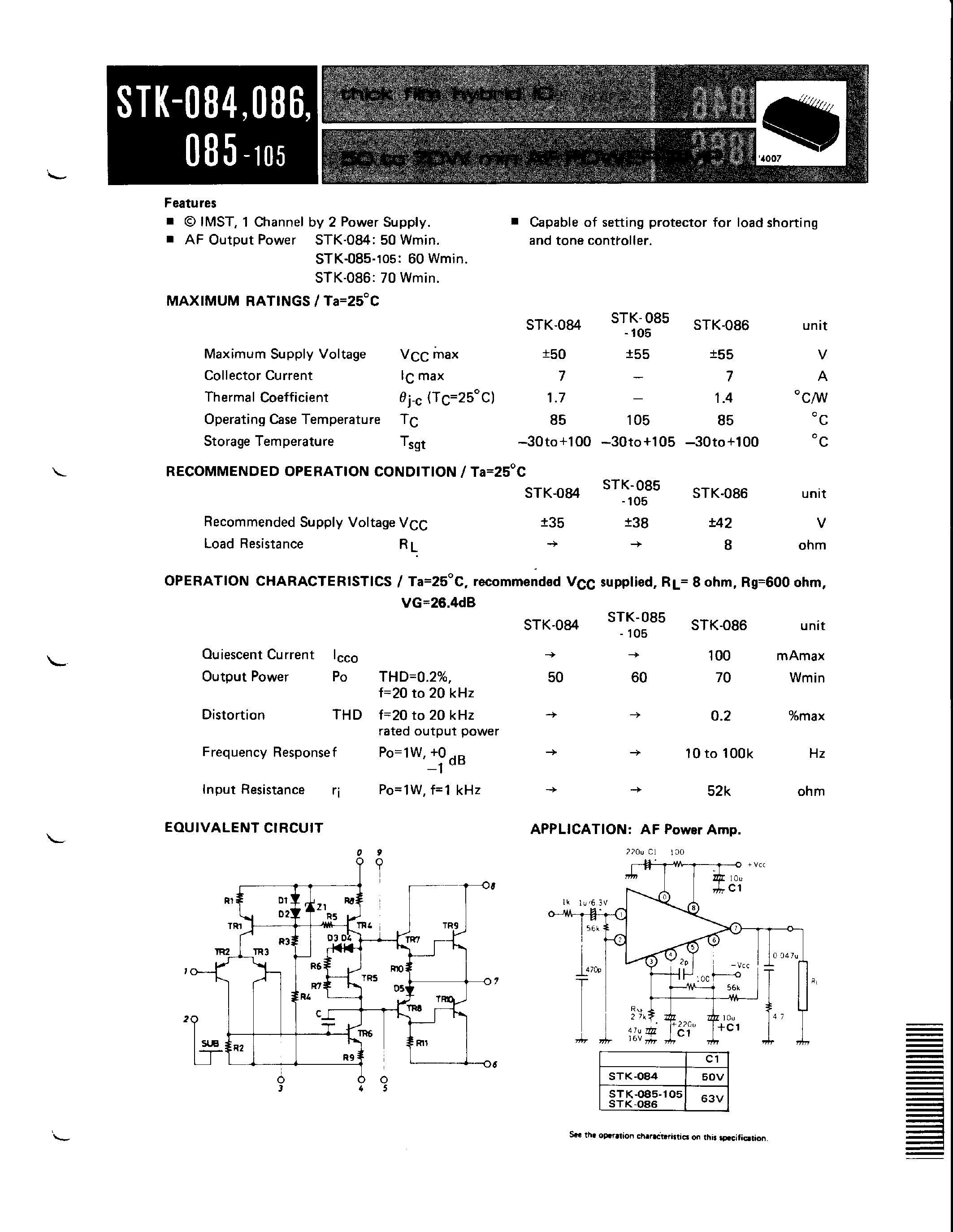 Даташит trans-stk084 - IMST/ 1 Channel by 2 Power Supply страница 1