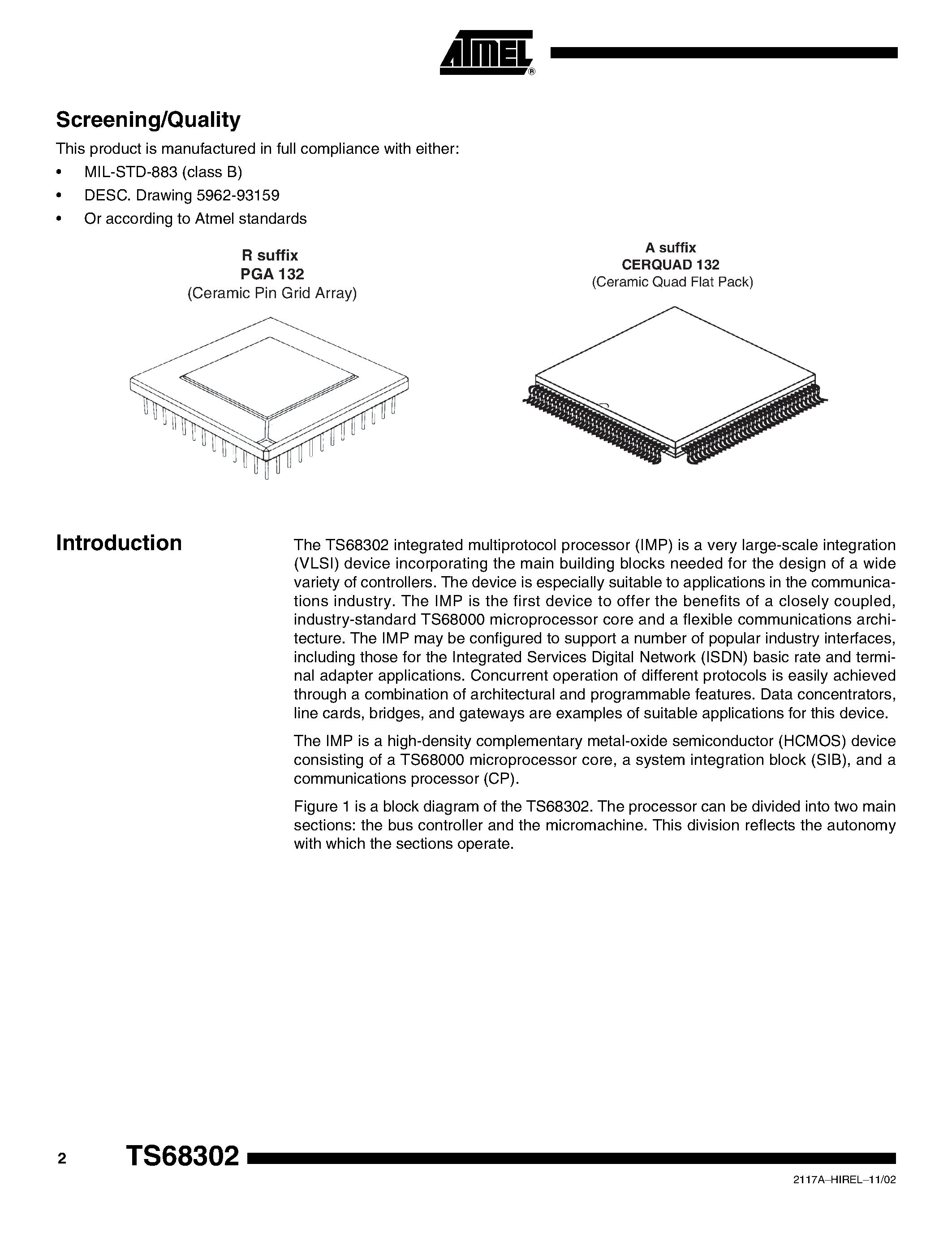 Datasheet TS68302 - Integrated Multiprotocol Processor IMP page 2