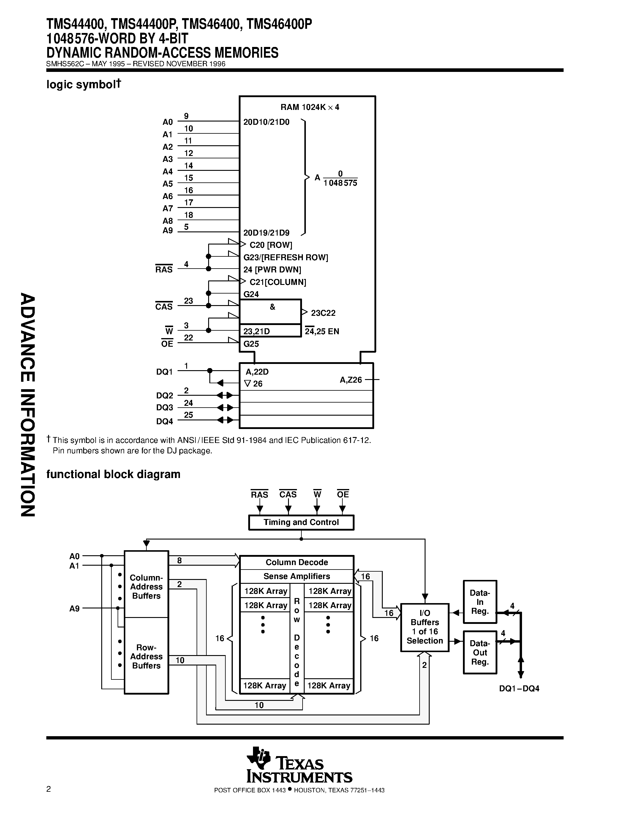 Datasheet TMS44400 - 1048576-WORD BY 4-BIT DYNAMIC RANDOM-ACCESS MEMORIES page 2