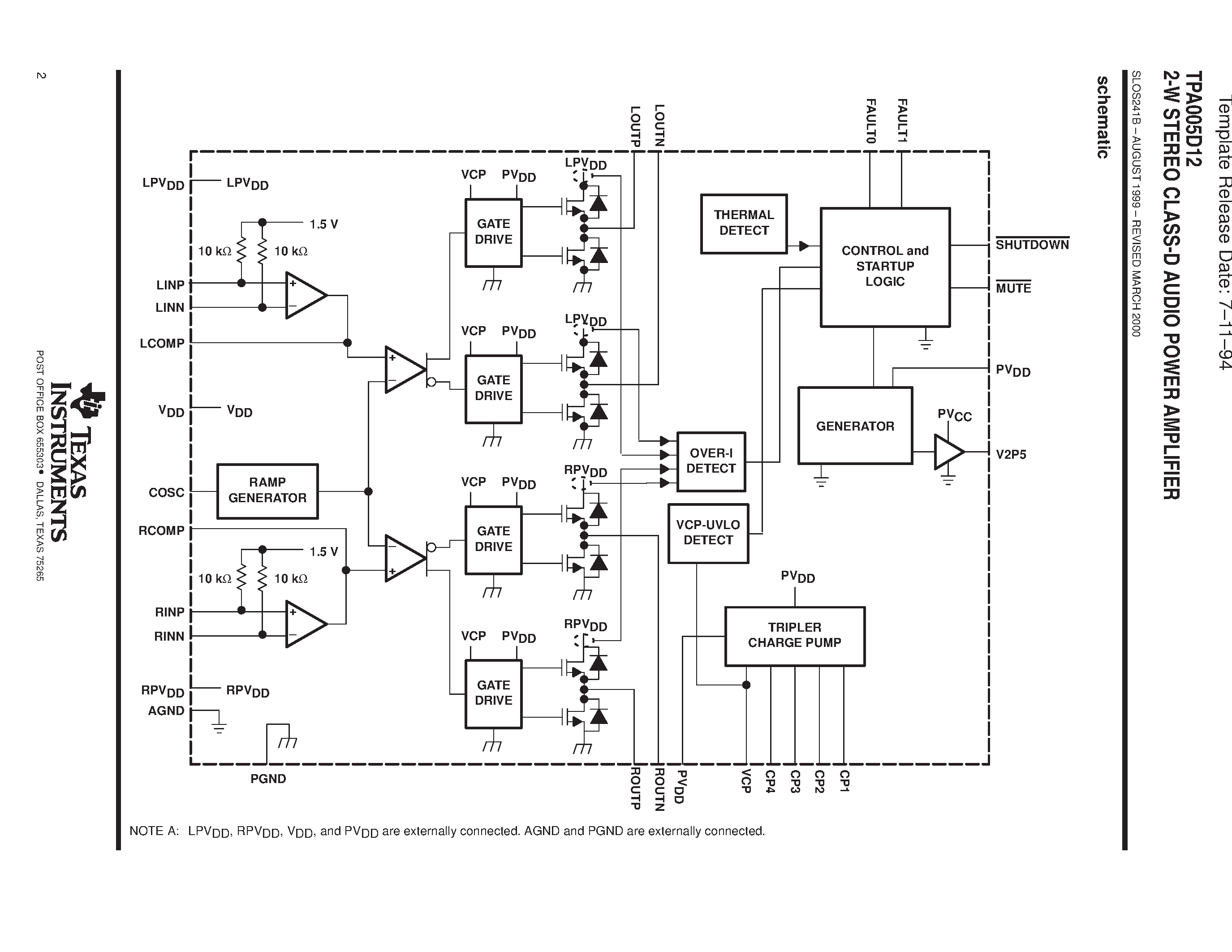 Даташит TPA005D12 - 2-W STEREO CLASS-D AUDIO POWER AMPLIFIER страница 2