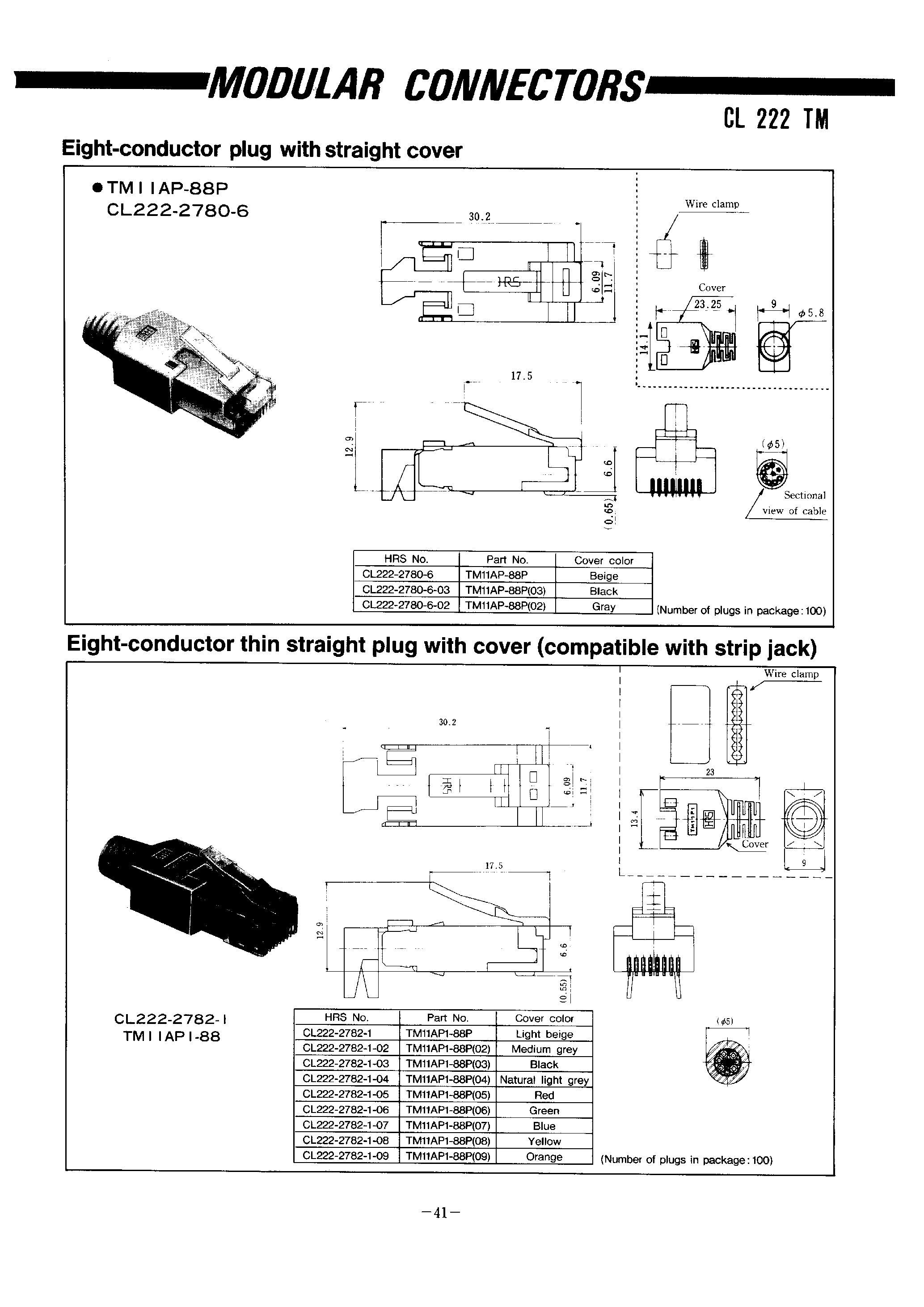 Datasheet TM11P-8-CV - MODULAR CONNECTORS(Six-conductor plug with straight cover) page 2