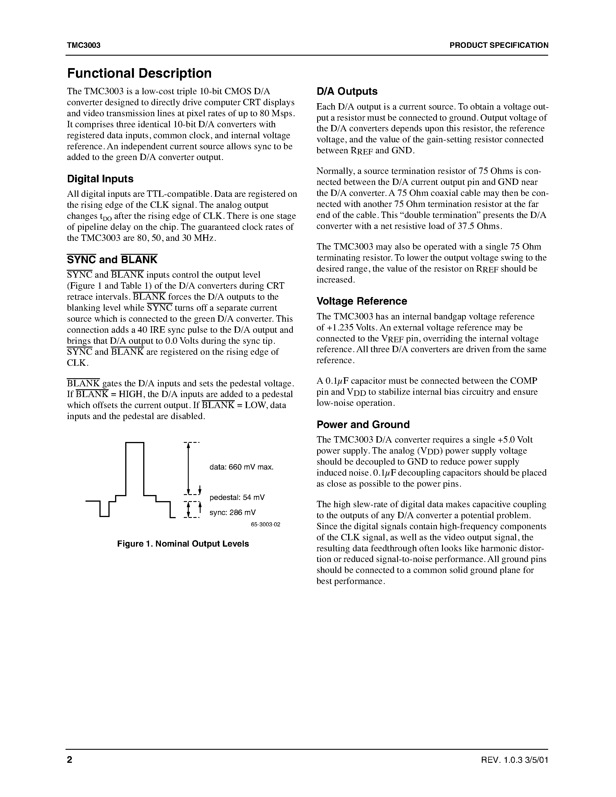 Datasheet TMC3003 - Triple Video D/A Converter page 2