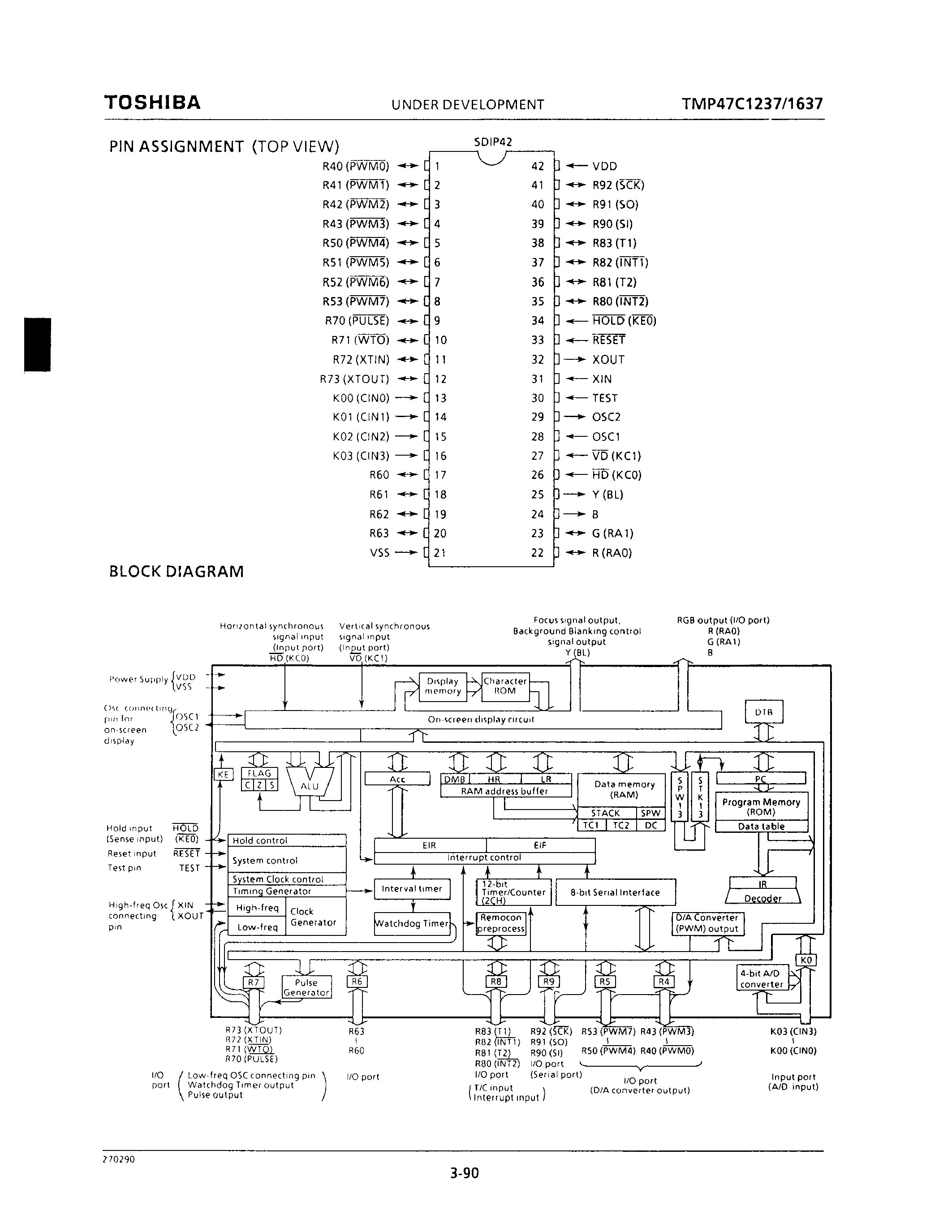 Datasheet TMP47C1237 - CMOS 4-BIT MICROCONTROLLER page 2