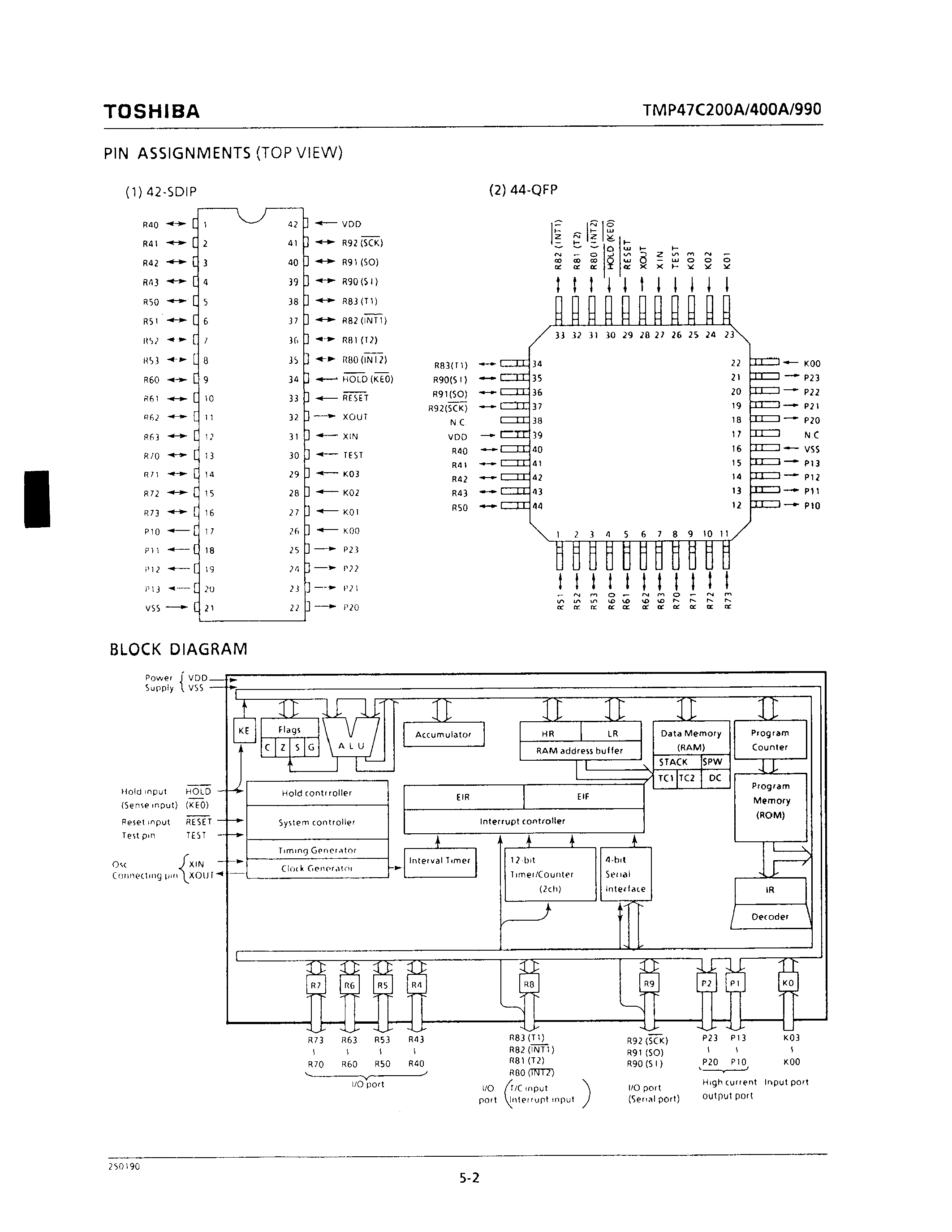 Datasheet TMP47C200AF - CMOS 4-BIT MICROCONTROLLER page 2