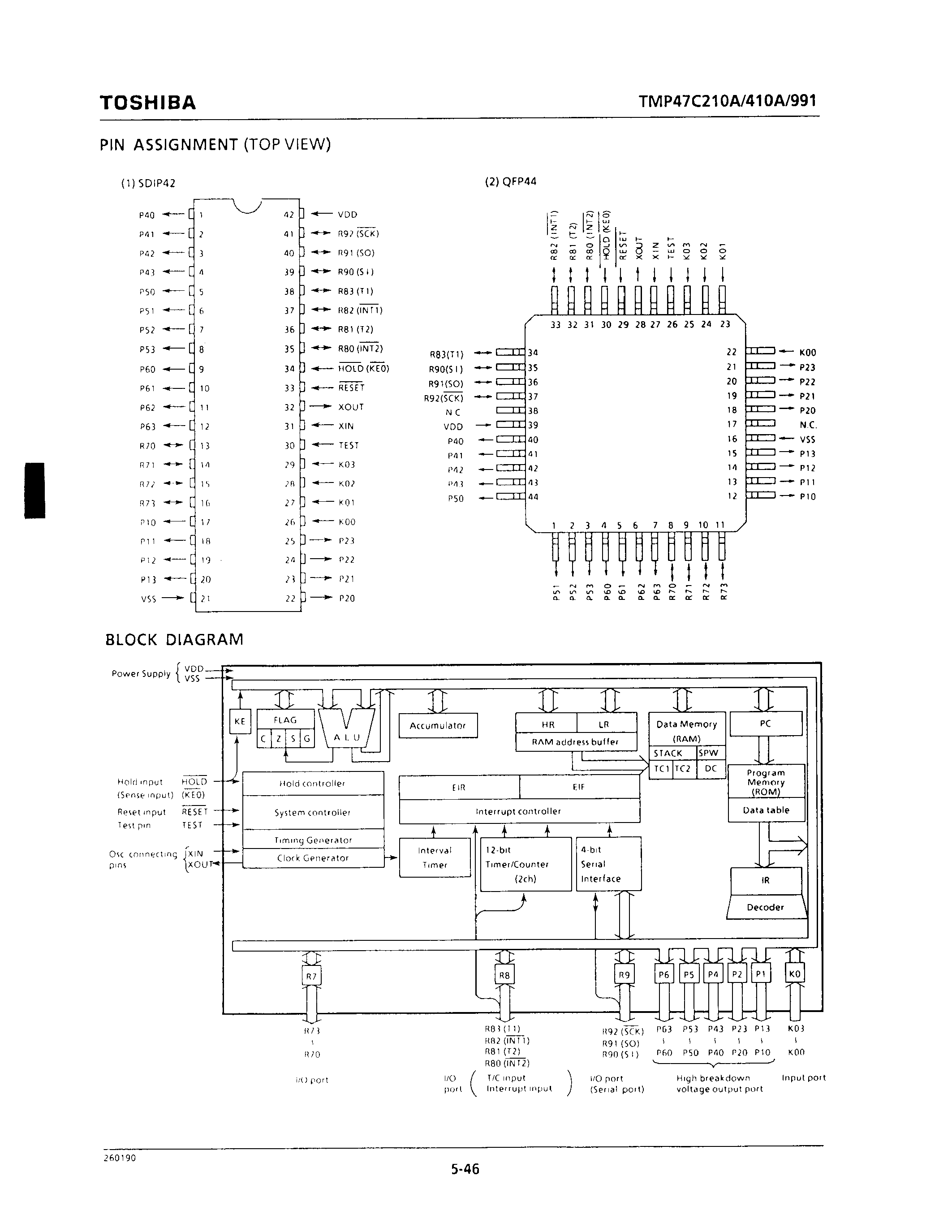 Datasheet TMP47C210AF - CMOS 4-BIT MICROCONTROLLER page 2