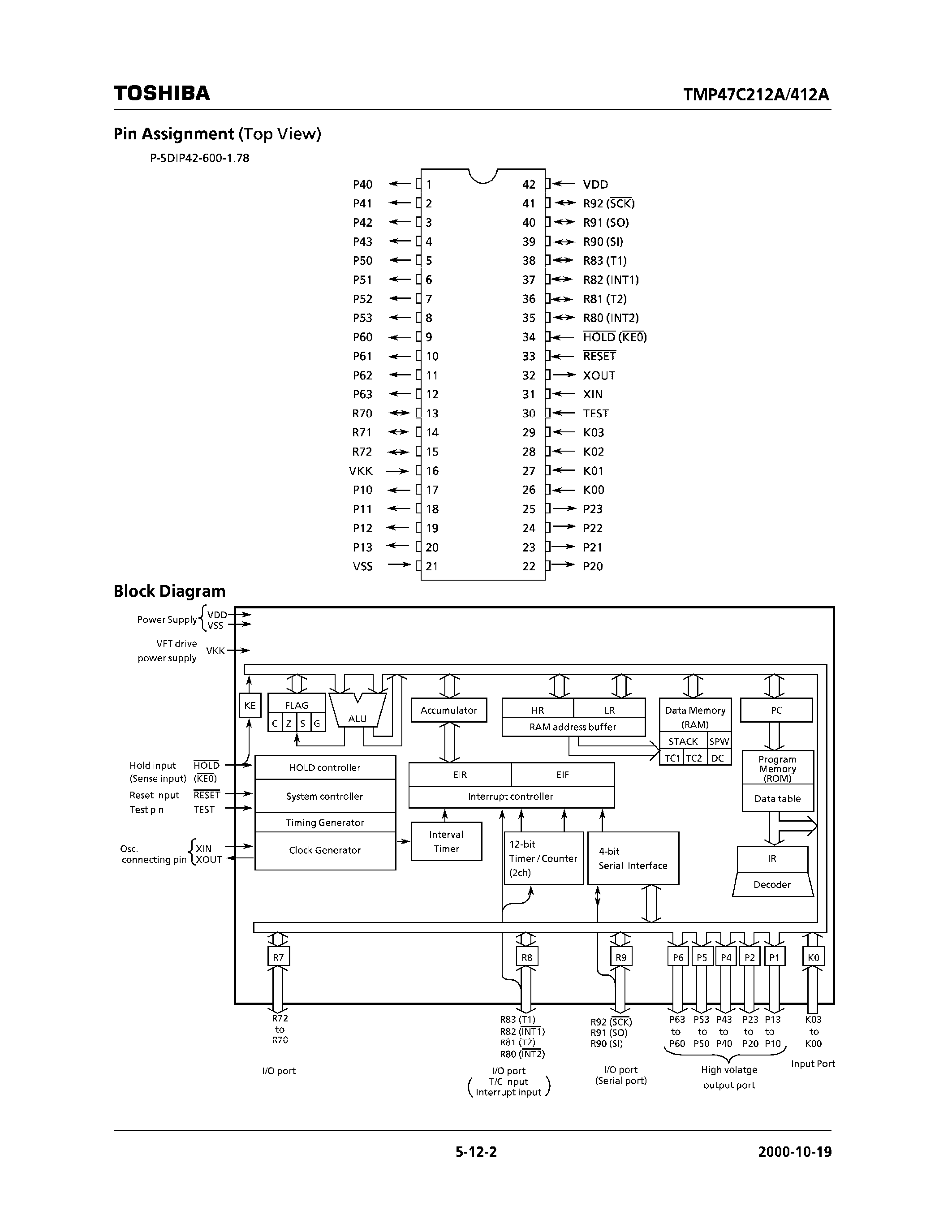 Datasheet TMP47C212AN - cmos 4-bit microcontroller page 2