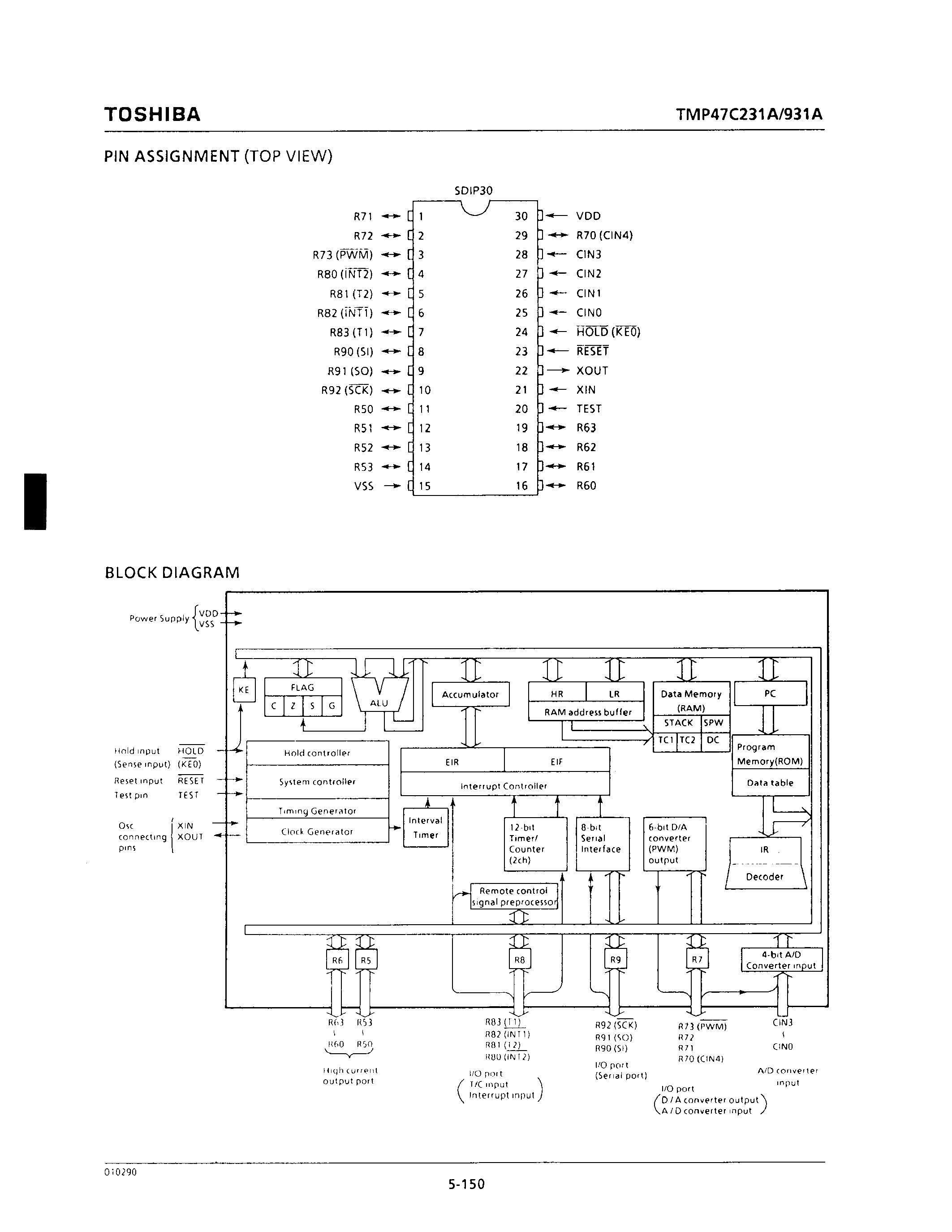 Datasheet TMP47C231AN - CMOS 4-BIT MICROCONTROLLER page 2