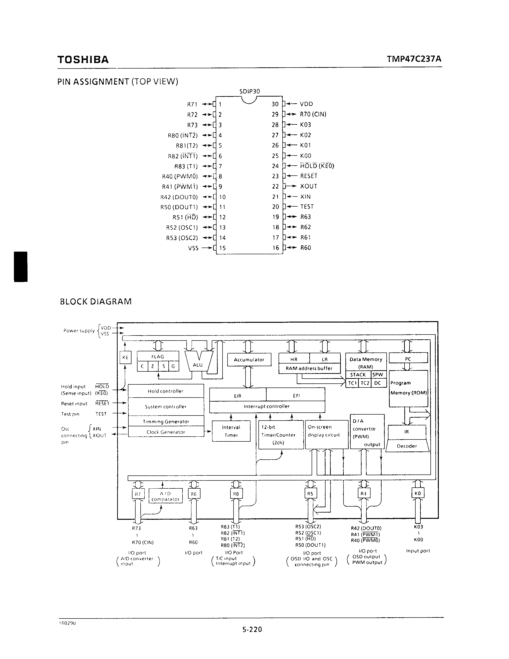 Datasheet TMP47C237AN - CMOS 4-BIT MICROCONTROLLER page 2