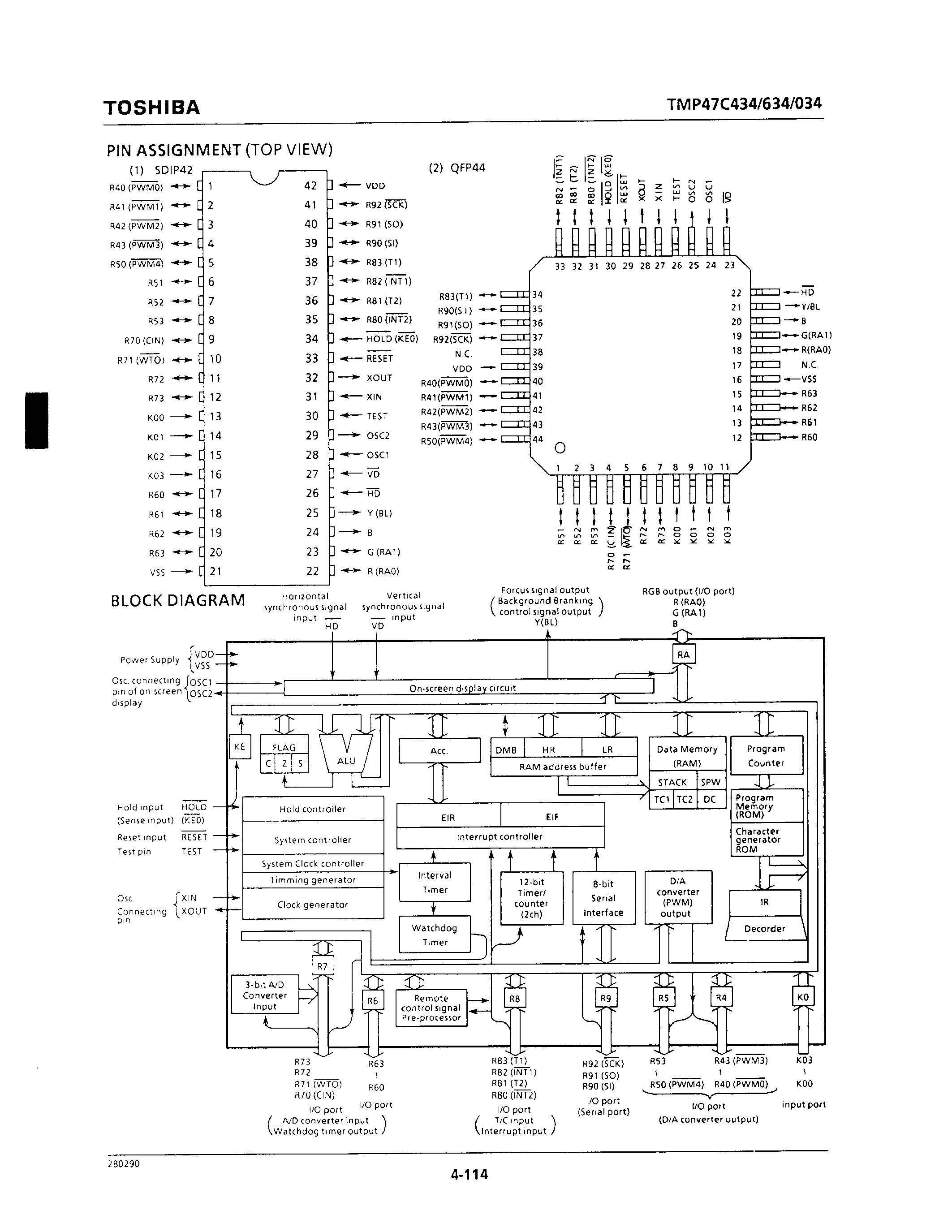 Datasheet TMP47C434N - CMOS 4-BIT MICROCONTROLLER page 2