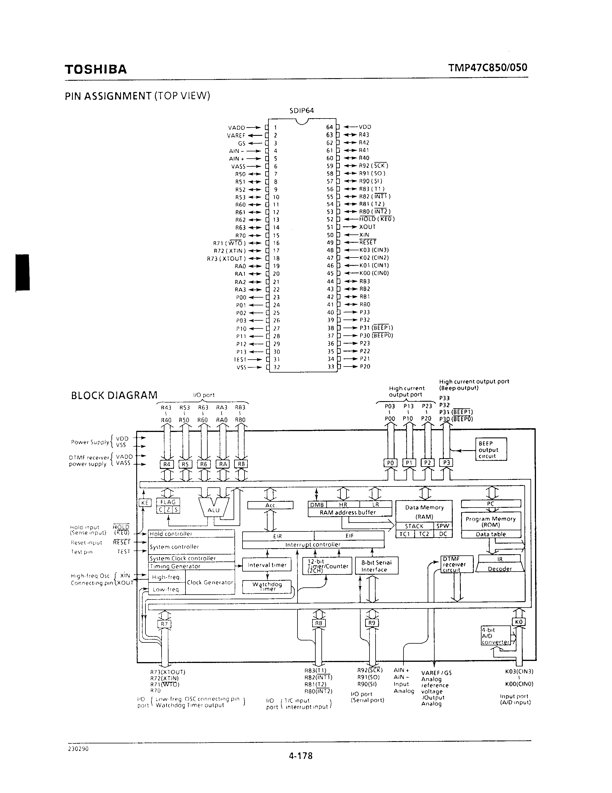 Datasheet TMP47C850F - CMOS 4-BIT MICROCONTROLLER page 2