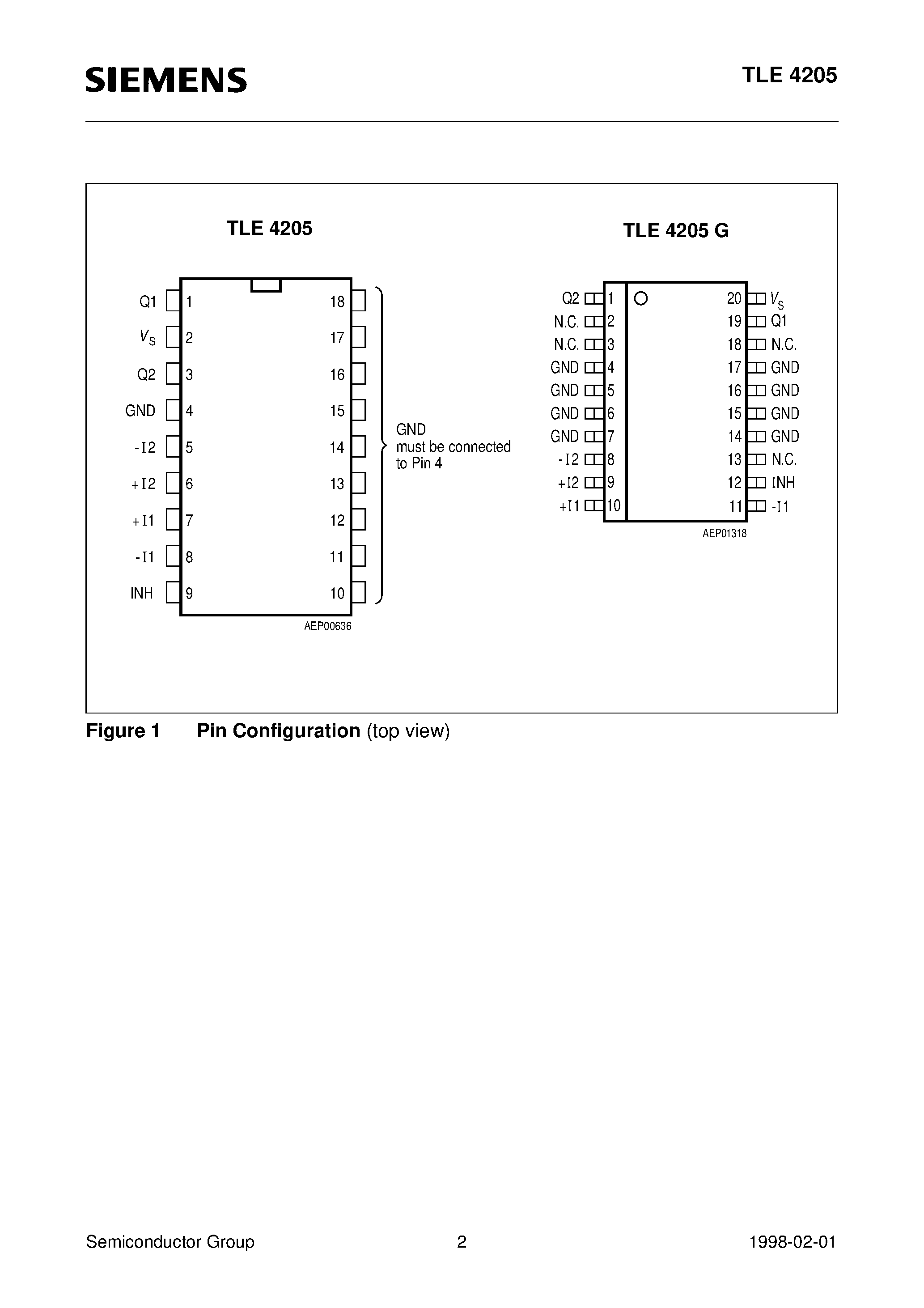 Datasheet TLE4205 page 2 Datasheet TLE4205 - 1-A DC Motor Driver page 2