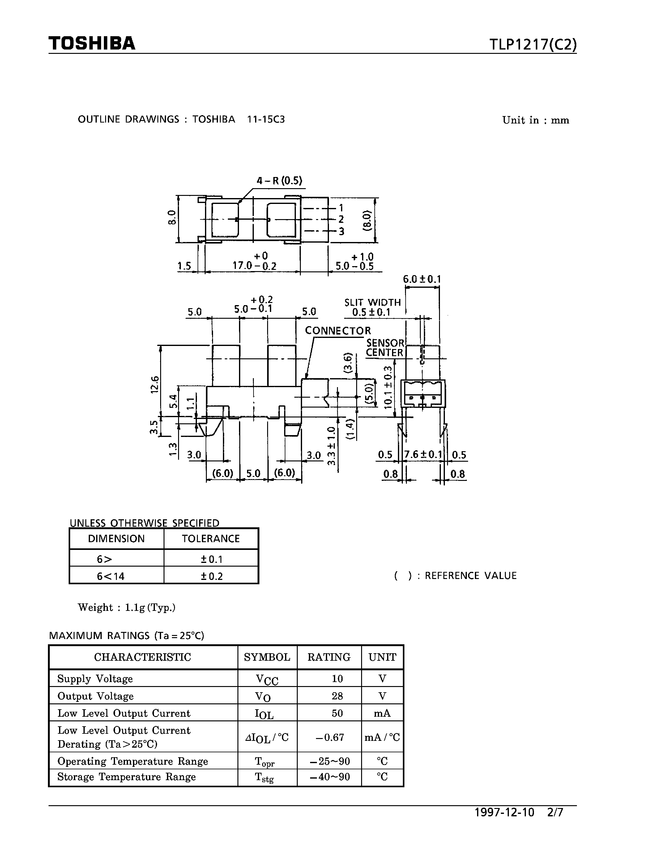 Datasheet TLP1217 - COPIER/ LASER BEAM PRINTER FACSIMILE/ PRINTER/ ELECTRONIC TYPEWRITER page 2