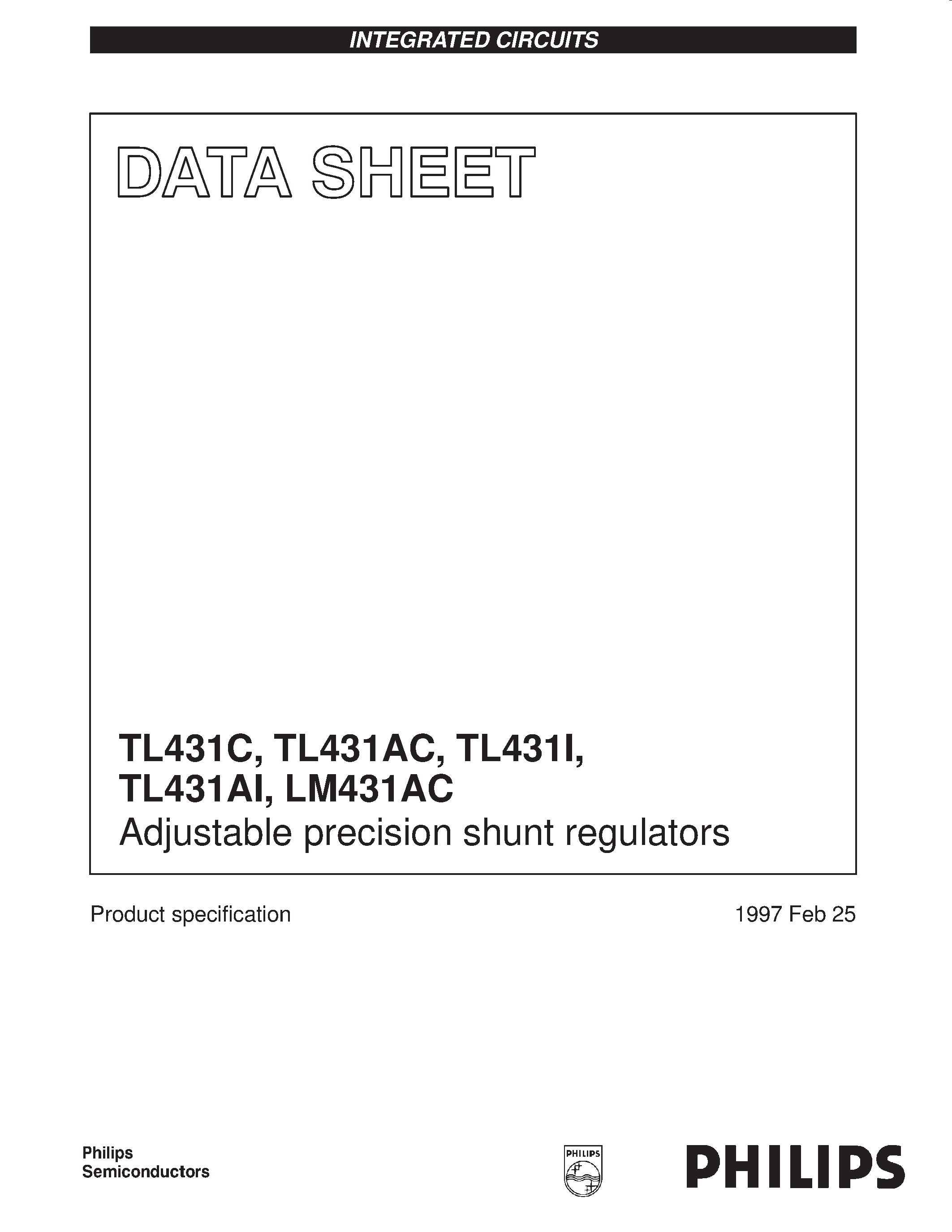 Даташит TL431ACLP - Adjustable precision shunt regulators страница 1