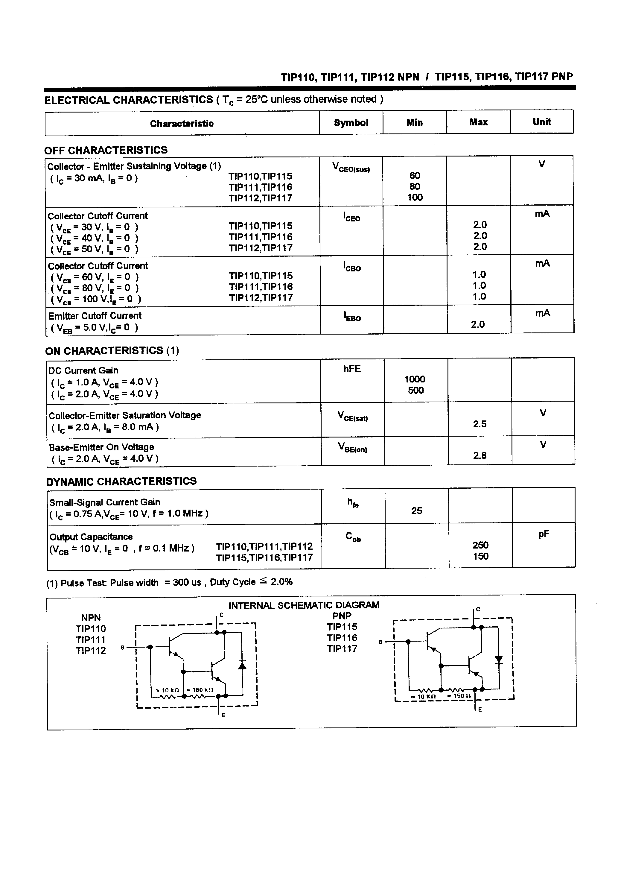 Даташит TIP111 - POWER TRANSISTORS(2.0A/60-100V/50W) страница 2