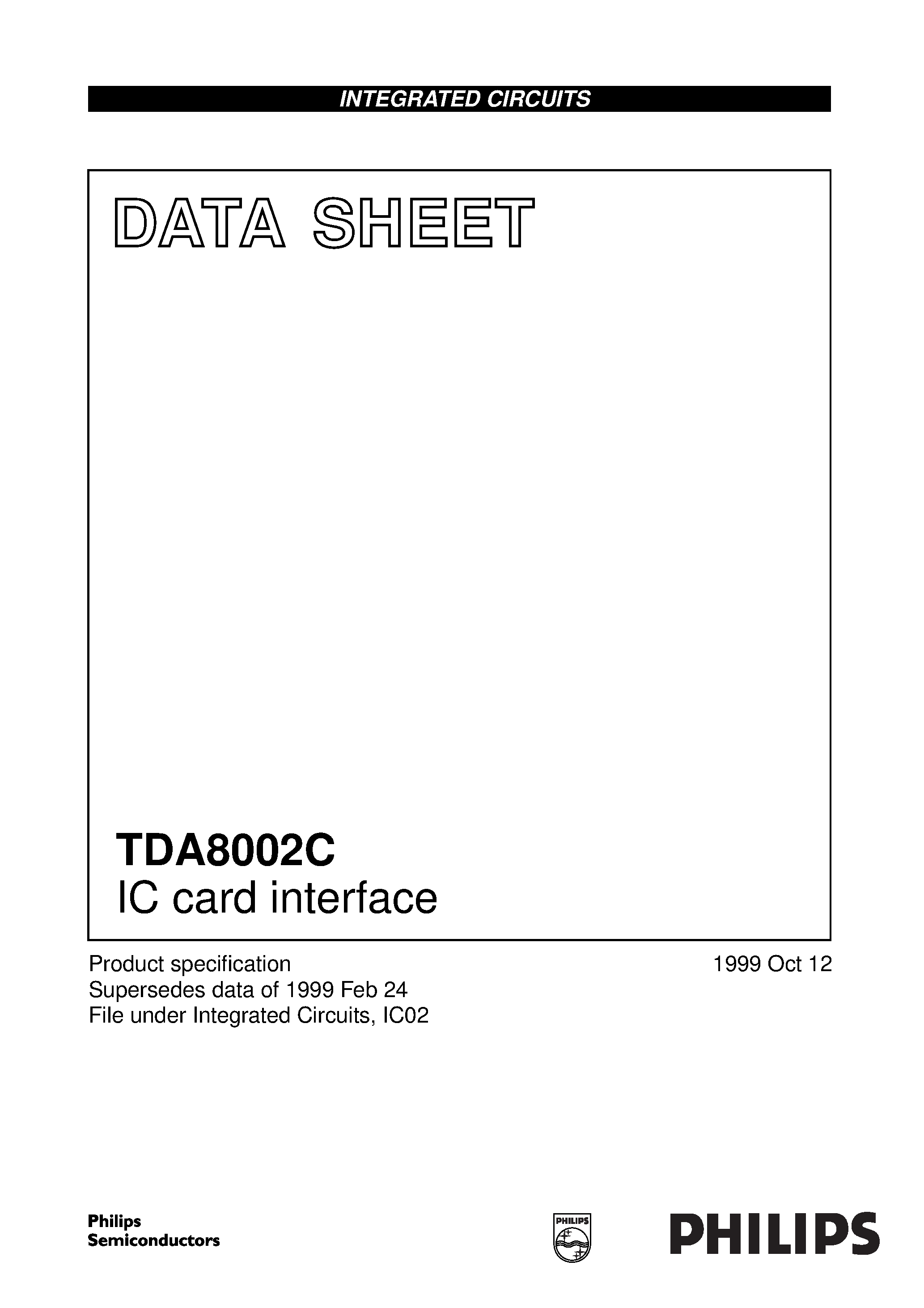 Datasheet TDA8002CT/B - IC card interface page 1