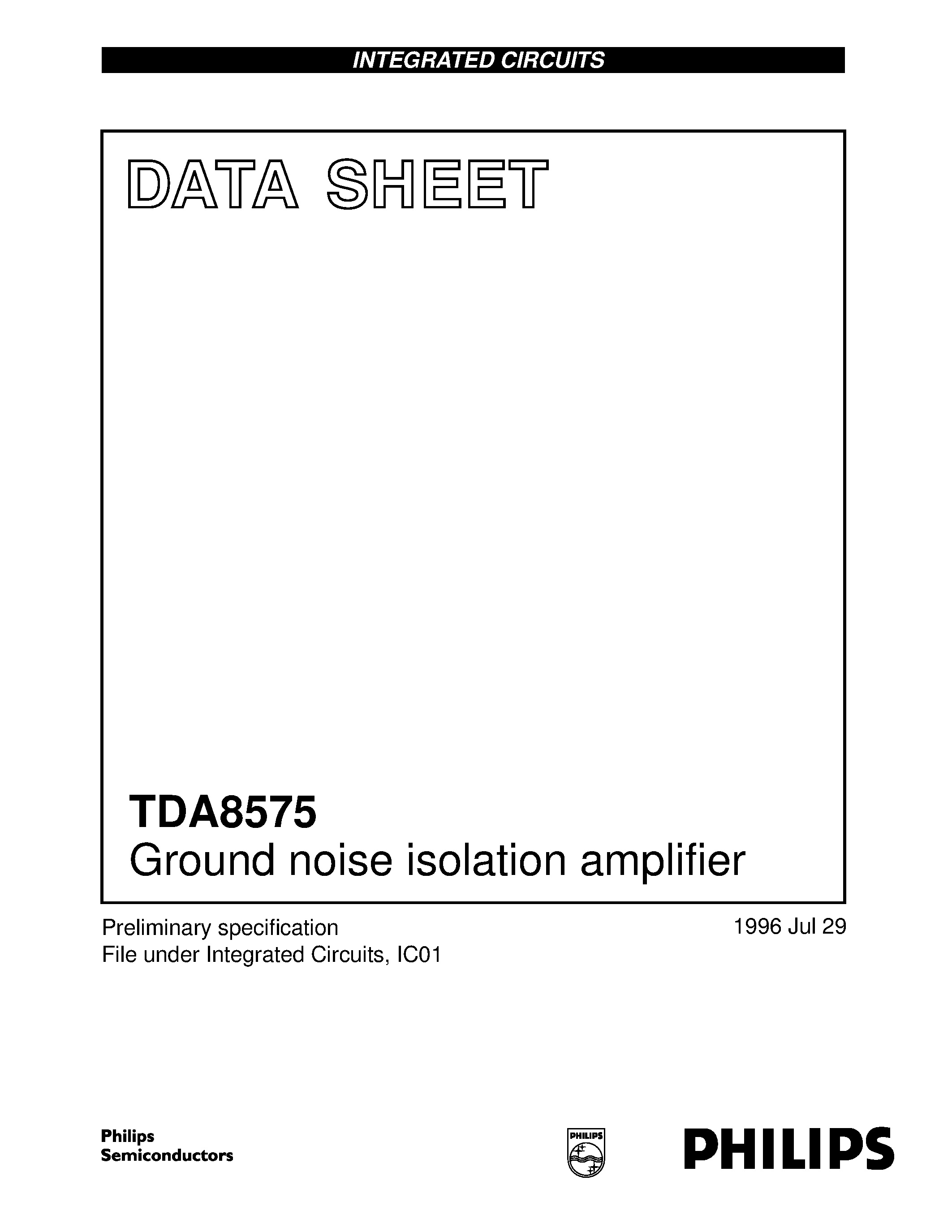 Даташит TDA8575 - Ground noise isolation amplifier страница 1