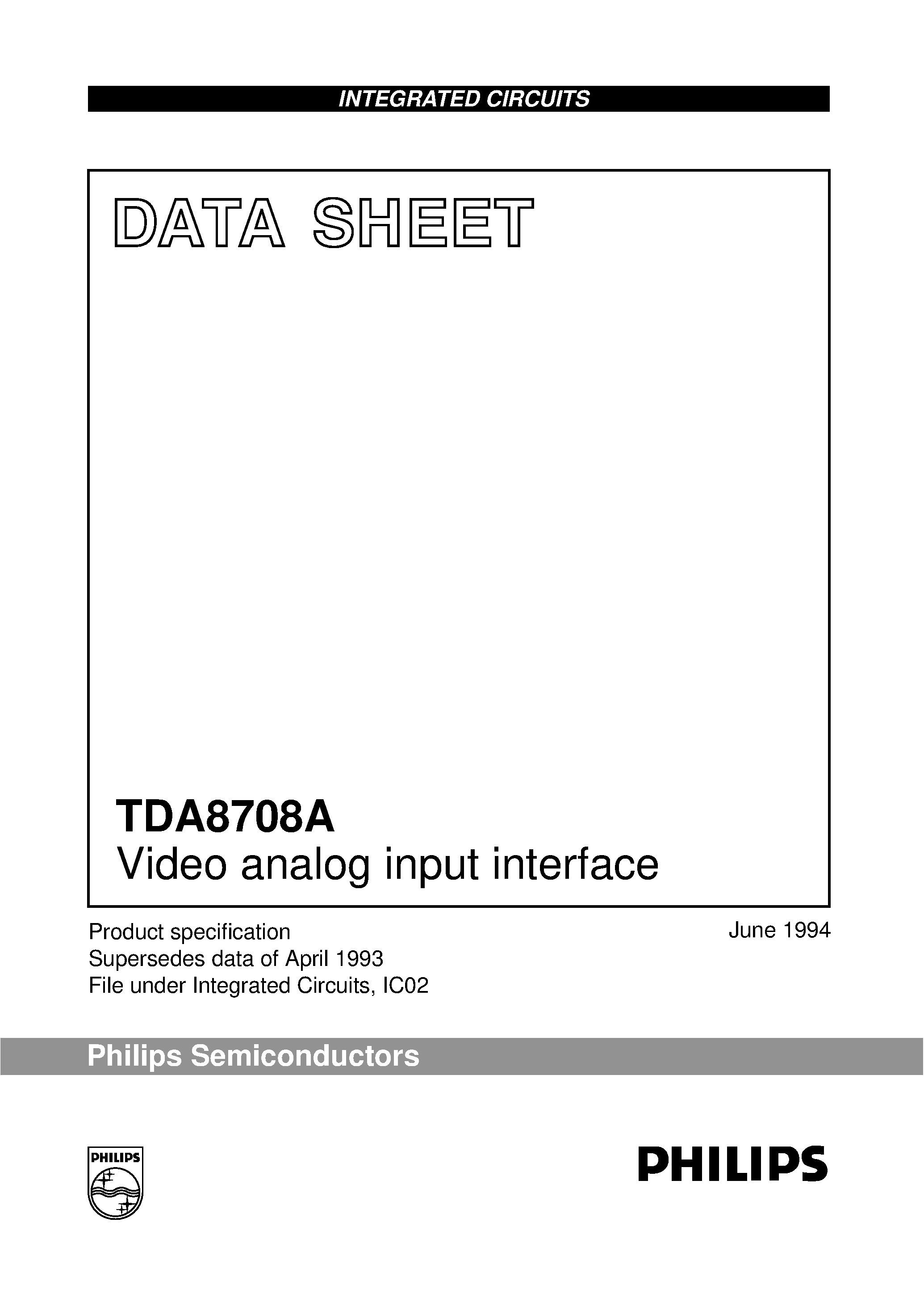 Даташит TDA8708A - Video analog input interface страница 1